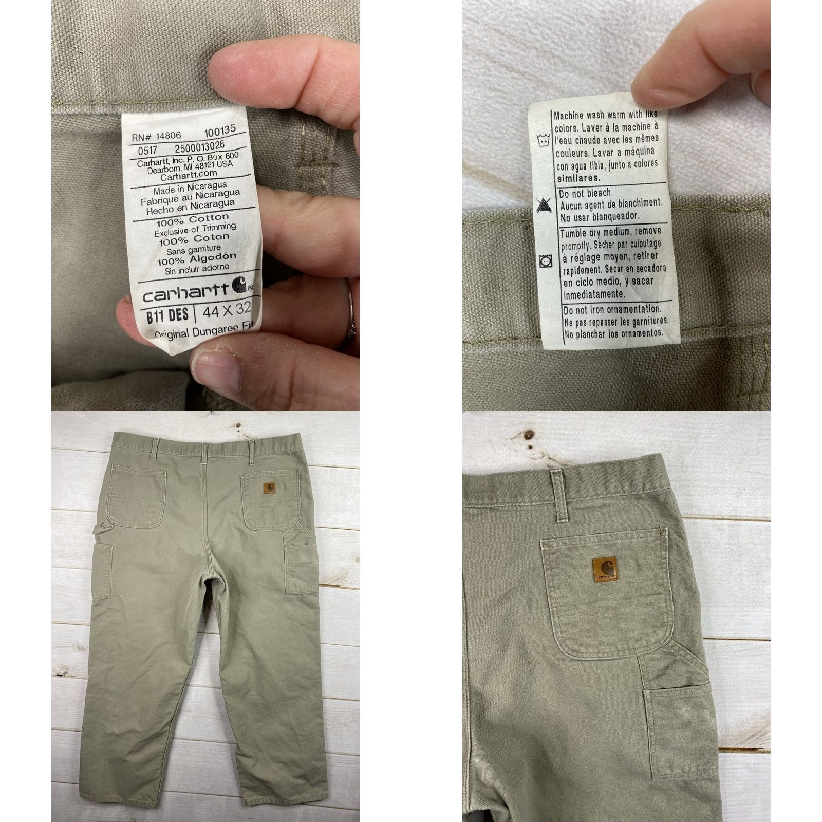 Carhartt VINTAGE Carhartt Carpenter Jeans Mens 44x32 Beige Canvas Work VTG Size US 44 / EU 60 - 8 Thumbnail