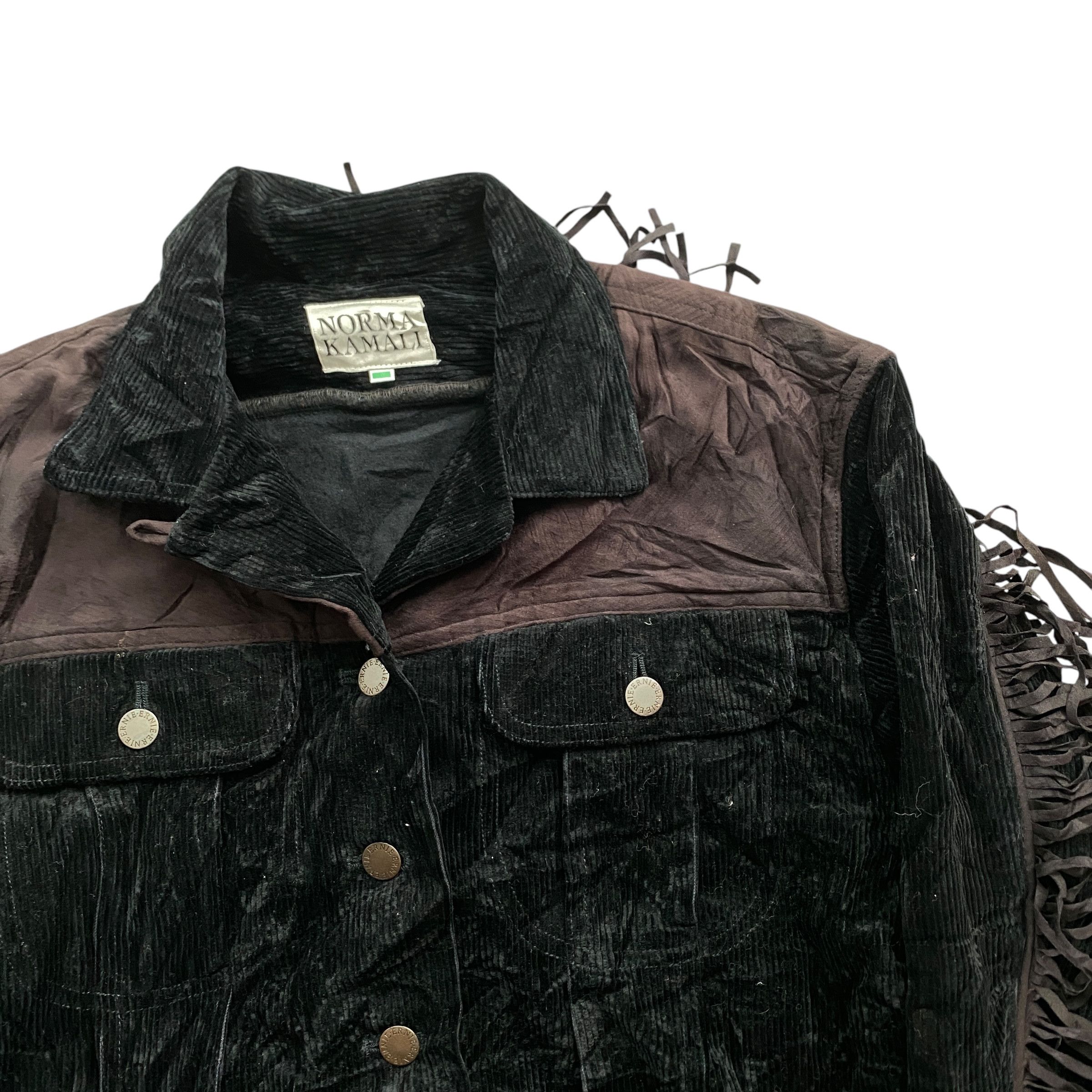 Norma Kamali × Seditionaries Norma Kamali Corduroy Mix Leather Jacket Western Fringe Size M / US 6-8 / IT 42-44 - 2 Thumbnail
