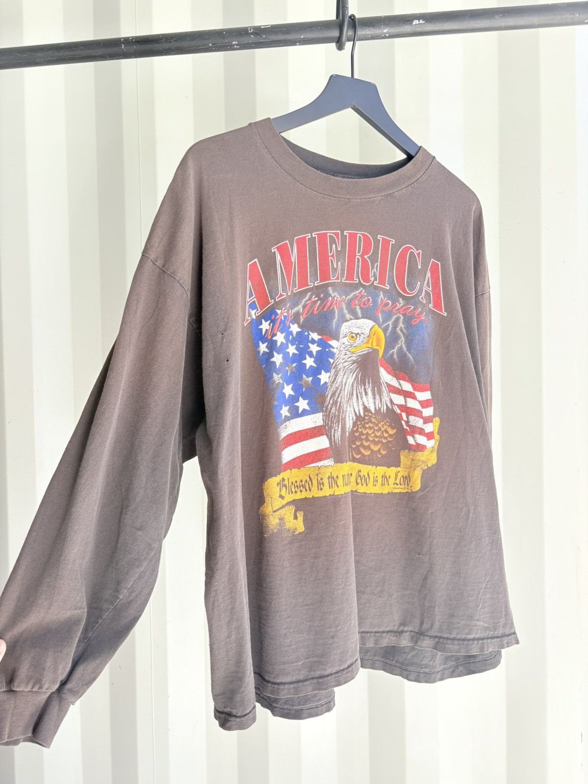 Vintage Thrashed America Pray Jesus Distressed Faded ERD Grunge Size US XXL / EU 58 / 5 - 2 Thumbnail