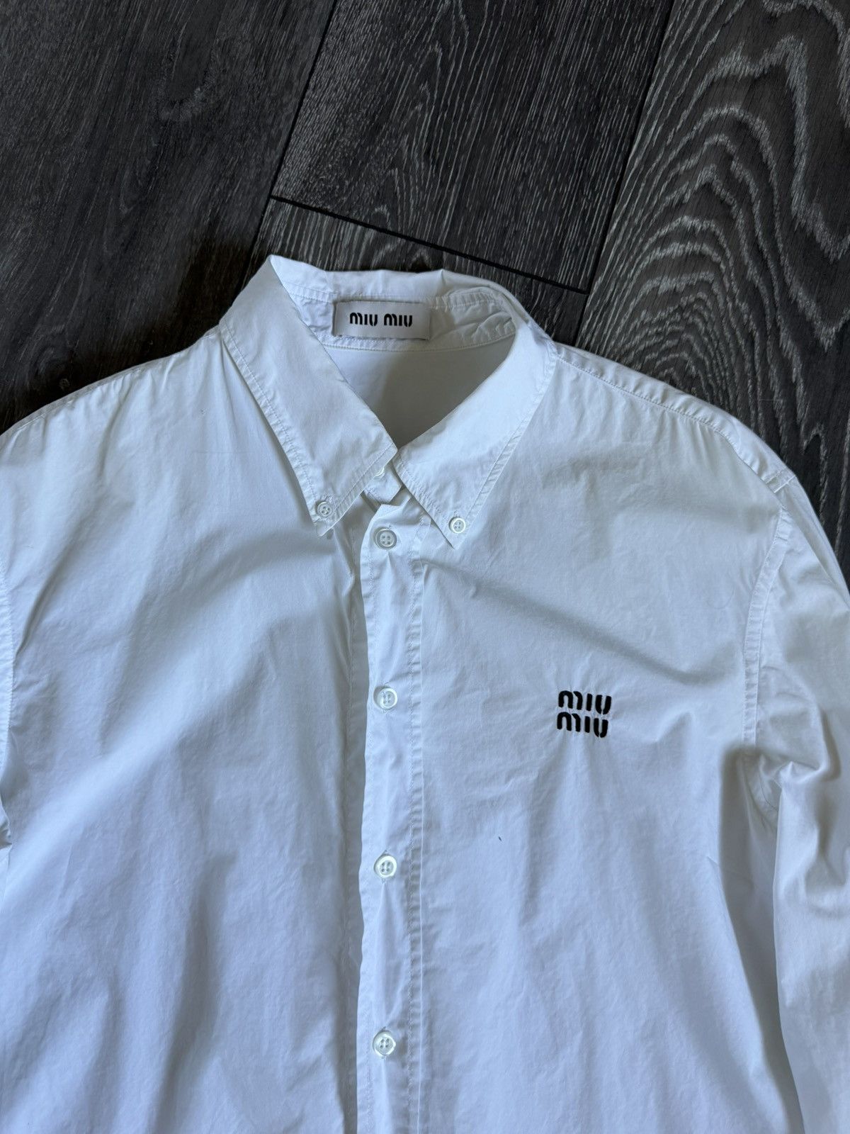 Miu Miu miu miu logo white button up cotton shirt Size US L / EU 52-54 / 3 - 2 Thumbnail