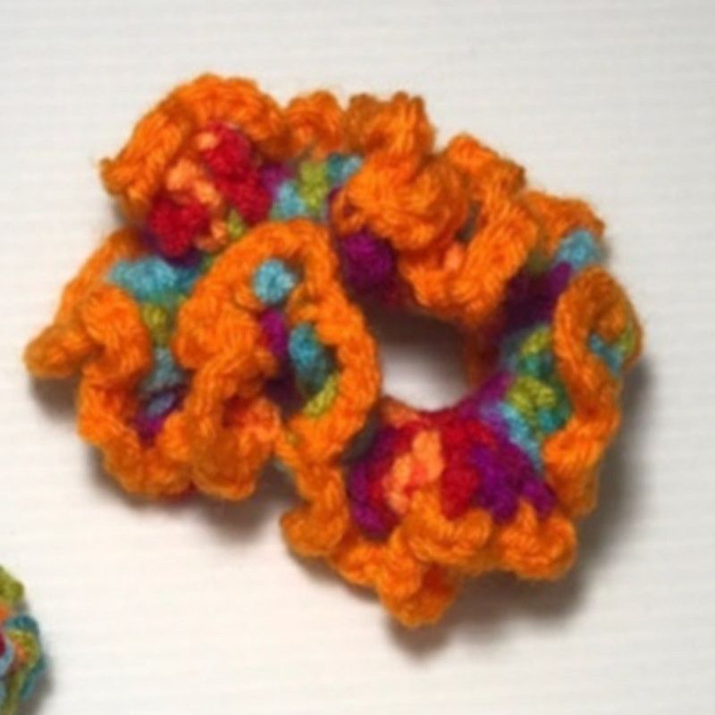 Handmade NWT Multicolor Handmade Crocheted Hair Scrunchie Set of 3 Size ONE SIZE - 3 Thumbnail
