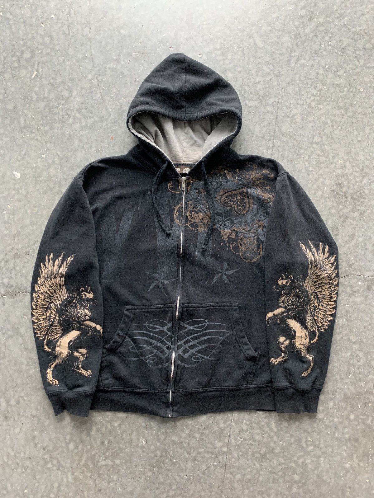 Vintage Crazy Vintage Cyber Y2K Zip Up Hoodie Boxy Affliction Style