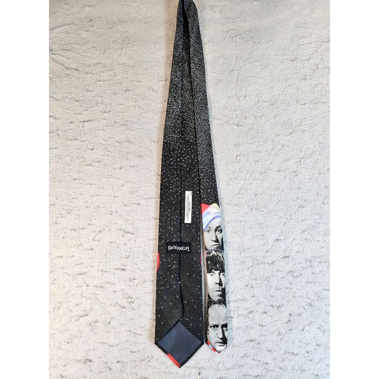 Vintage VINTAGE Ralph Marlin Christmas Holiday Three Stooges Neck Tie Mens Black White Red 60" Long Size ONE SIZE - 6 Thumbnail