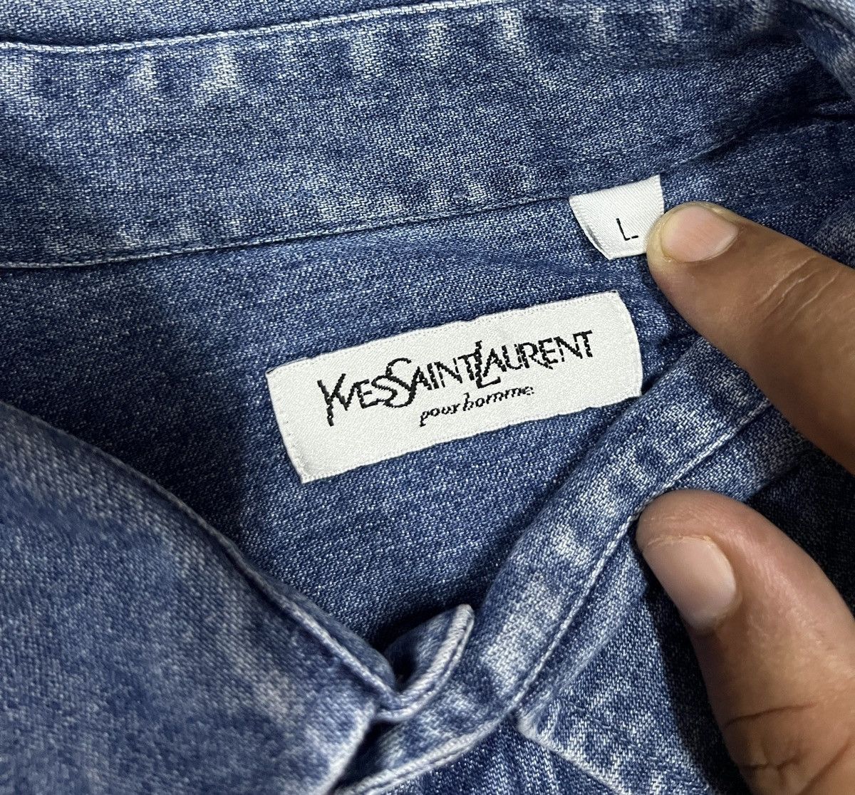 Designer × Yves Saint Laurent Yvessaintlaurent pour homme shirt denim Size US L / EU 52-54 / 3 - 9 Thumbnail