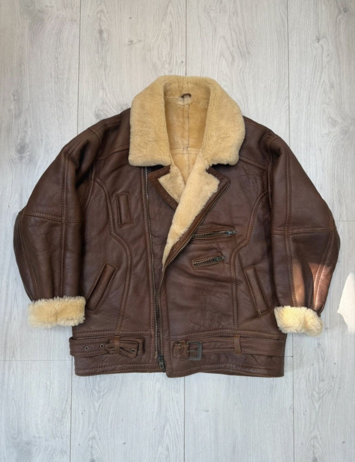 Vintage Russian Rybok Shearling Aviator Jacket Leather Pilot B-3 Size US XXL / EU 58 / 5 - 1 Thumbnail