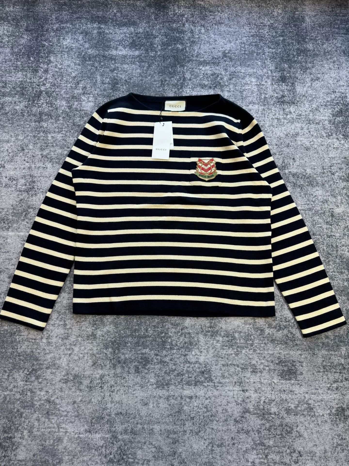 Gucci Gucci Blue White Striped Knit Sweater Size US L / EU 52-54 / 3 - 1 Thumbnail