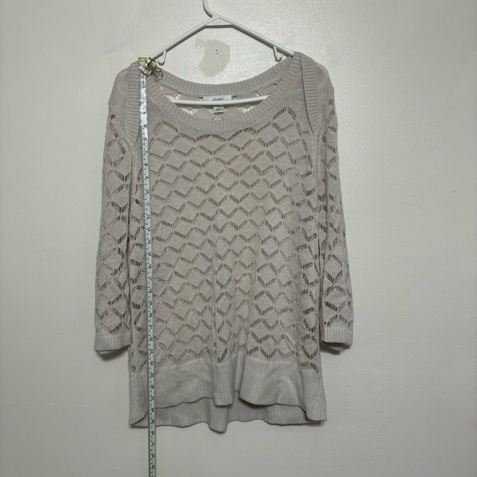 Other Cj Banks Light Gray Open Knit Sweater Size 2X Size XXL / US 16-18 / IT 52-54 - 6 Thumbnail