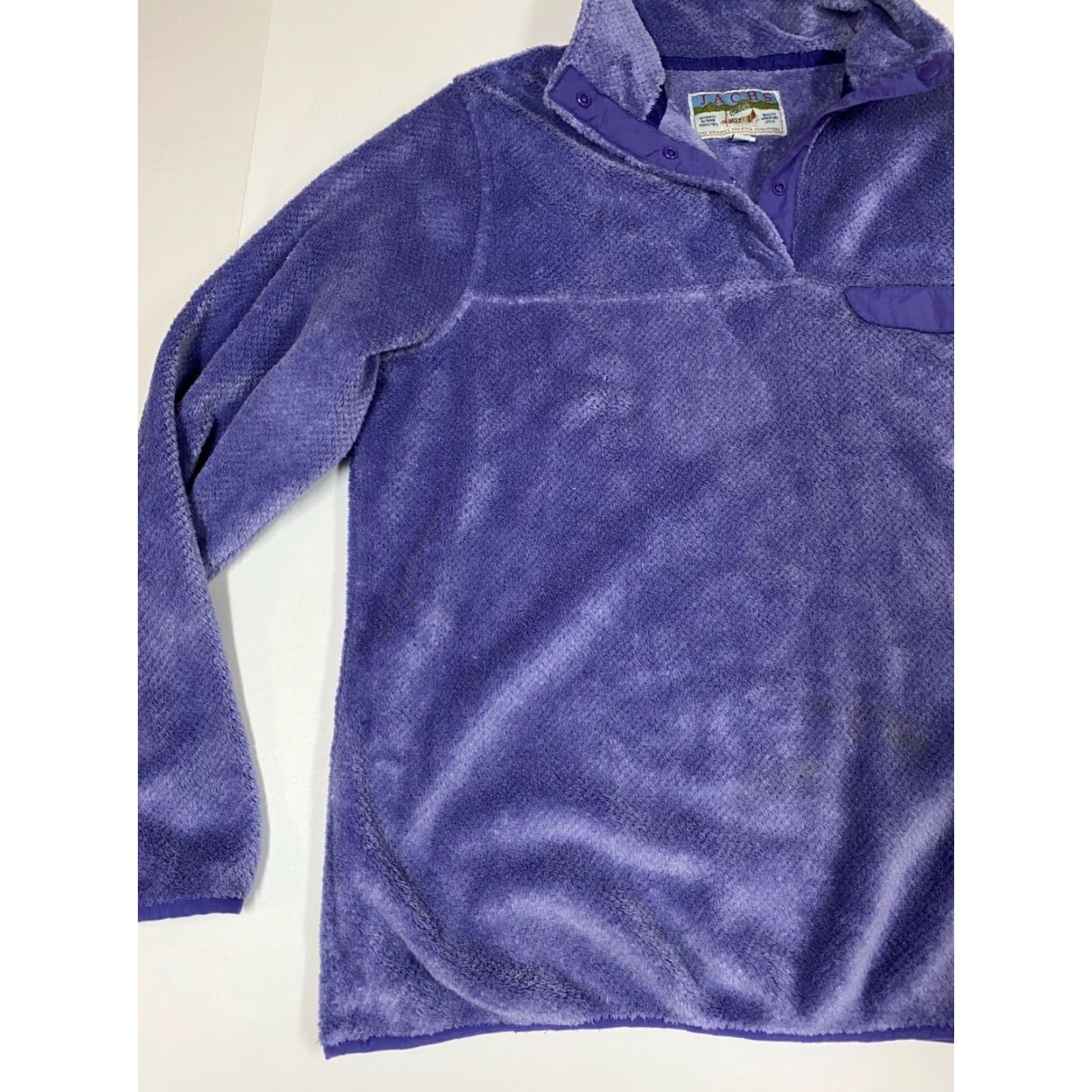 Vintage Jachs Sweater Womens Medium Purple Fleece Pullover Snap Puff Sleeve Bow Button Knit Chunky-Knit Long Sleeve Winter Regular Fit Solid Size M / US 6-8 / IT 42-44 - 3 Thumbnail