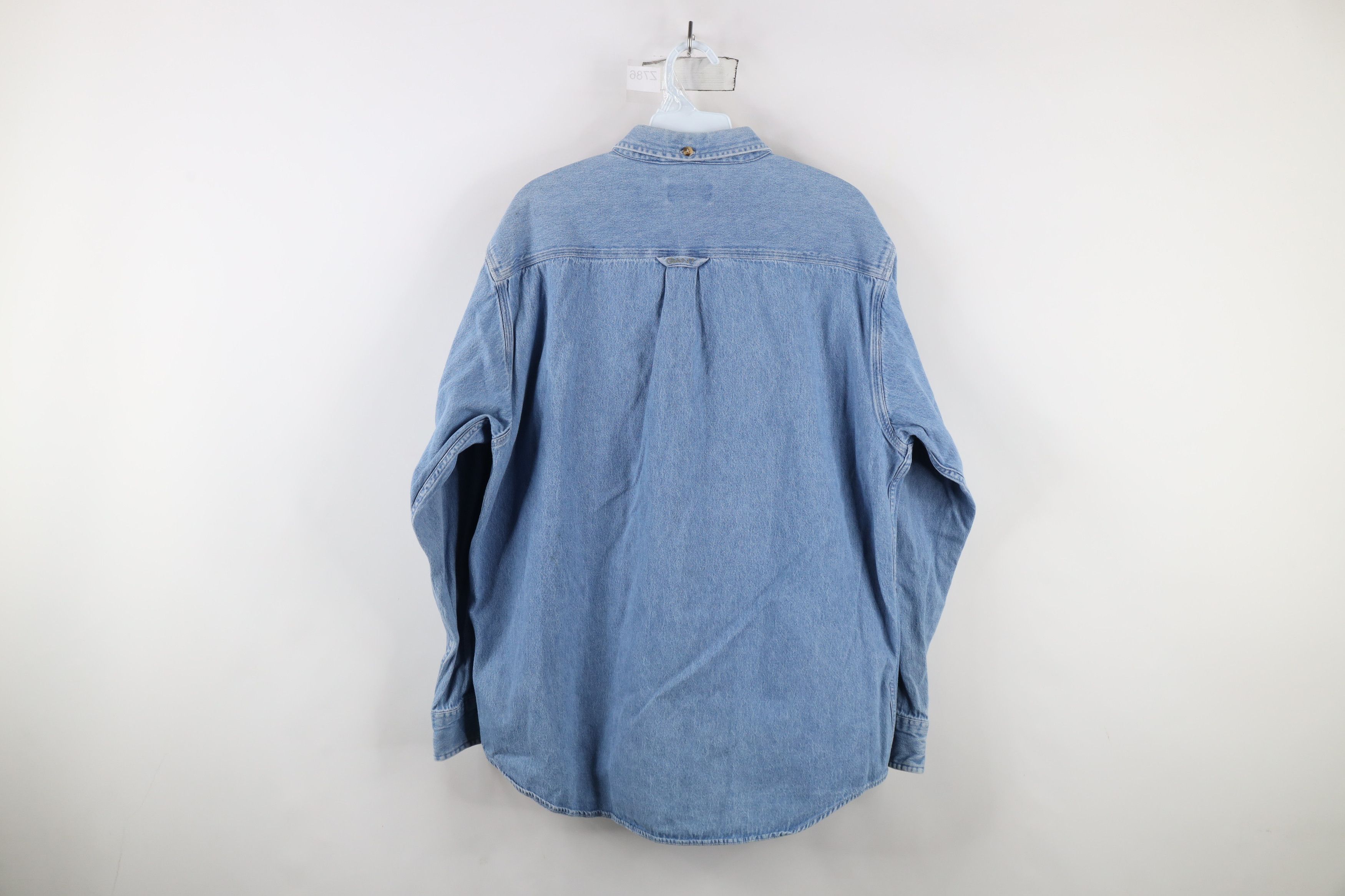 Vintage Vintage 90s Streetwear Jean Button Down Shirt Blue Indigo Size US L / EU 52-54 / 3 - 11 Thumbnail