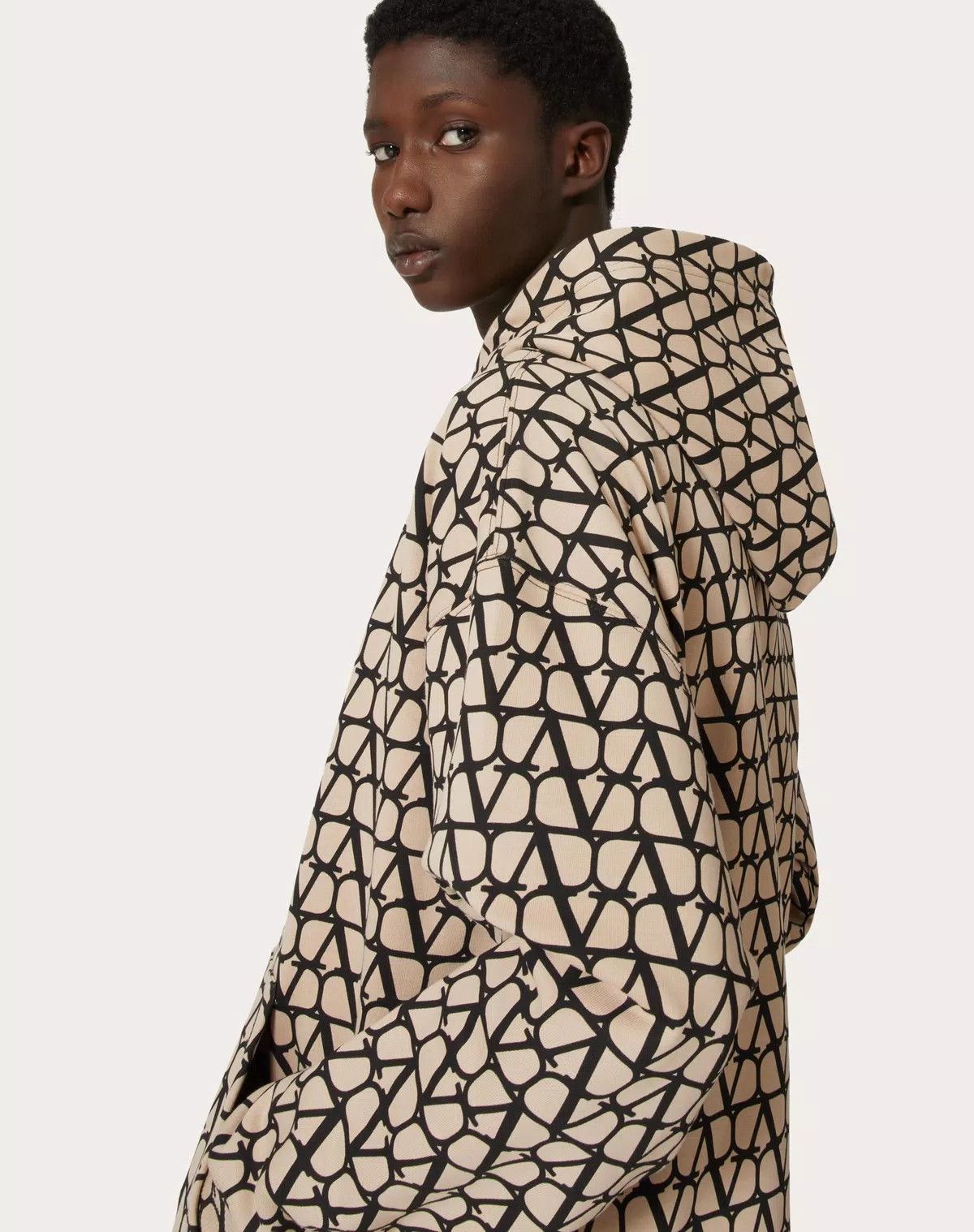 Valentino oc11z0725 Cotton Hooded Sweatshirt in Beige/Black Size US S / EU 44-46 / 1 - 6 Thumbnail