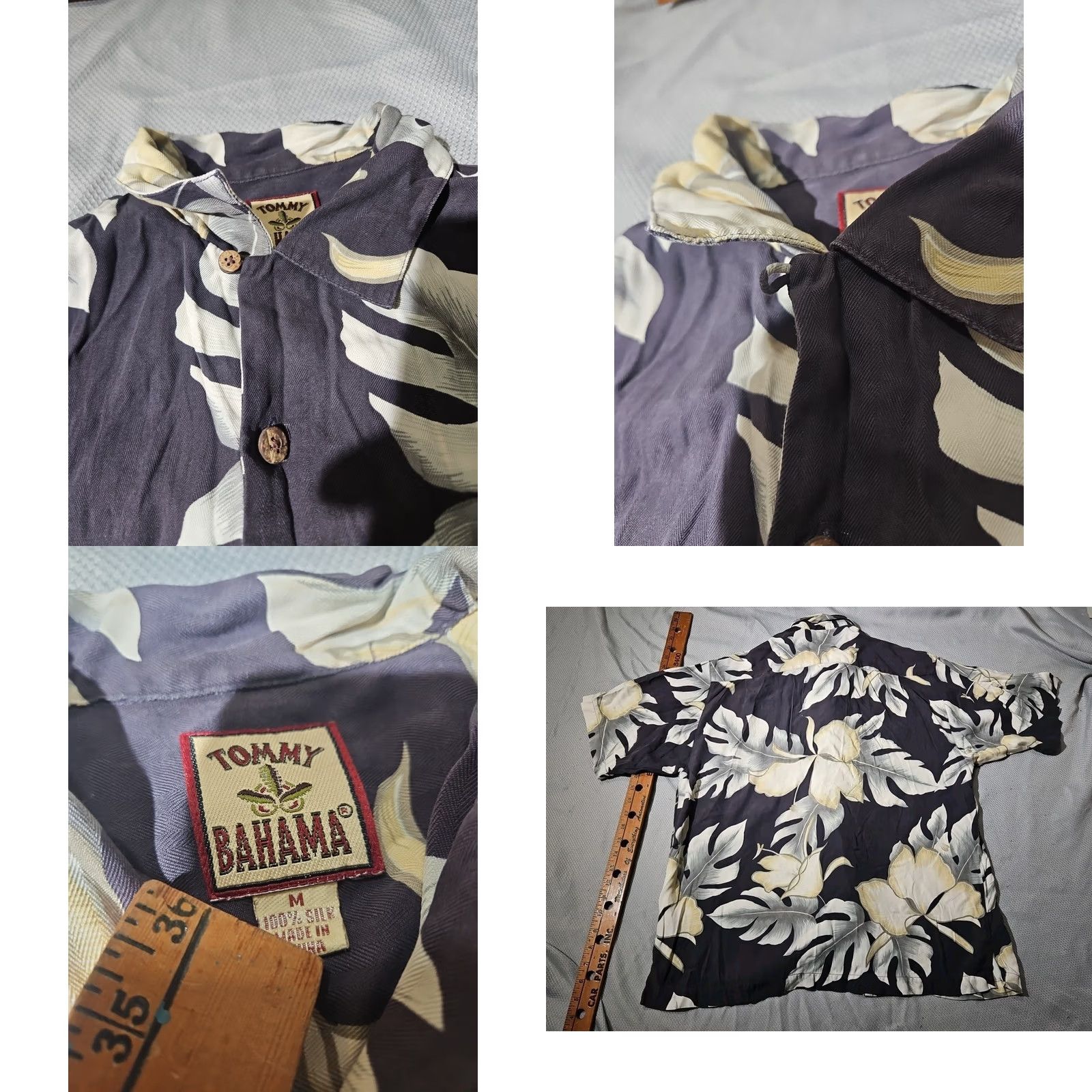 Tommy Bahama Tommy Bahama Shirt Men M Black Beige Floral Palm Hawaiian Camp 100% Silk Shirt Beach Hawaiian Aloha Vacation Resort Mens Silk Shirt Size US M / EU 48-50 / 2 - 8 Thumbnail