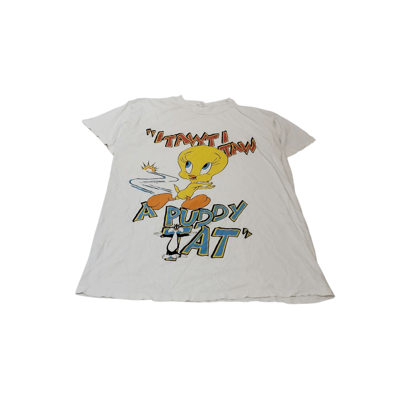 Warner Bros 1995 90s Tweety Bird & Sylvester the Cat T-Shirt *OSFA/2XL* Size US XXL / EU 58 / 5 - 1 Thumbnail