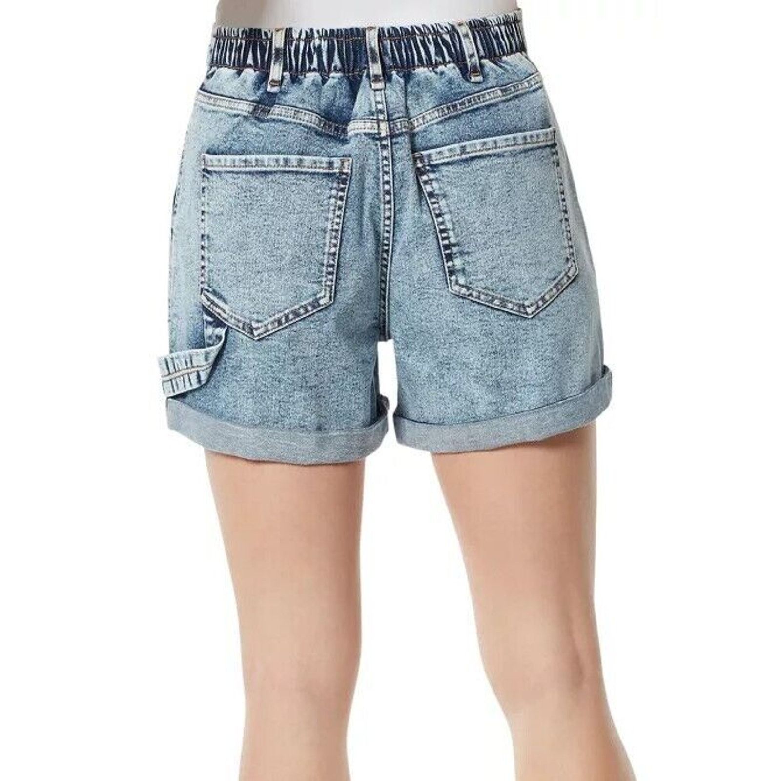 The Unbranded Brand Frayed Women Blue Acid Wash High Rise A-Line Shorts Size 28 Size 28" / US 6 / IT 42 - 3 Thumbnail