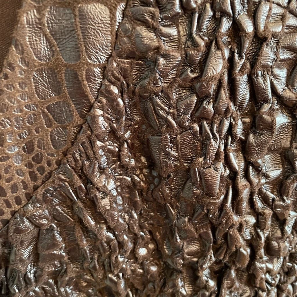 Joseph Ribkoff Joseph Ribkoff Womens Jacket 12 Veston Crinkle Brown Faux Sn Size XL / US 12-14 / IT 48-50 - 6 Thumbnail