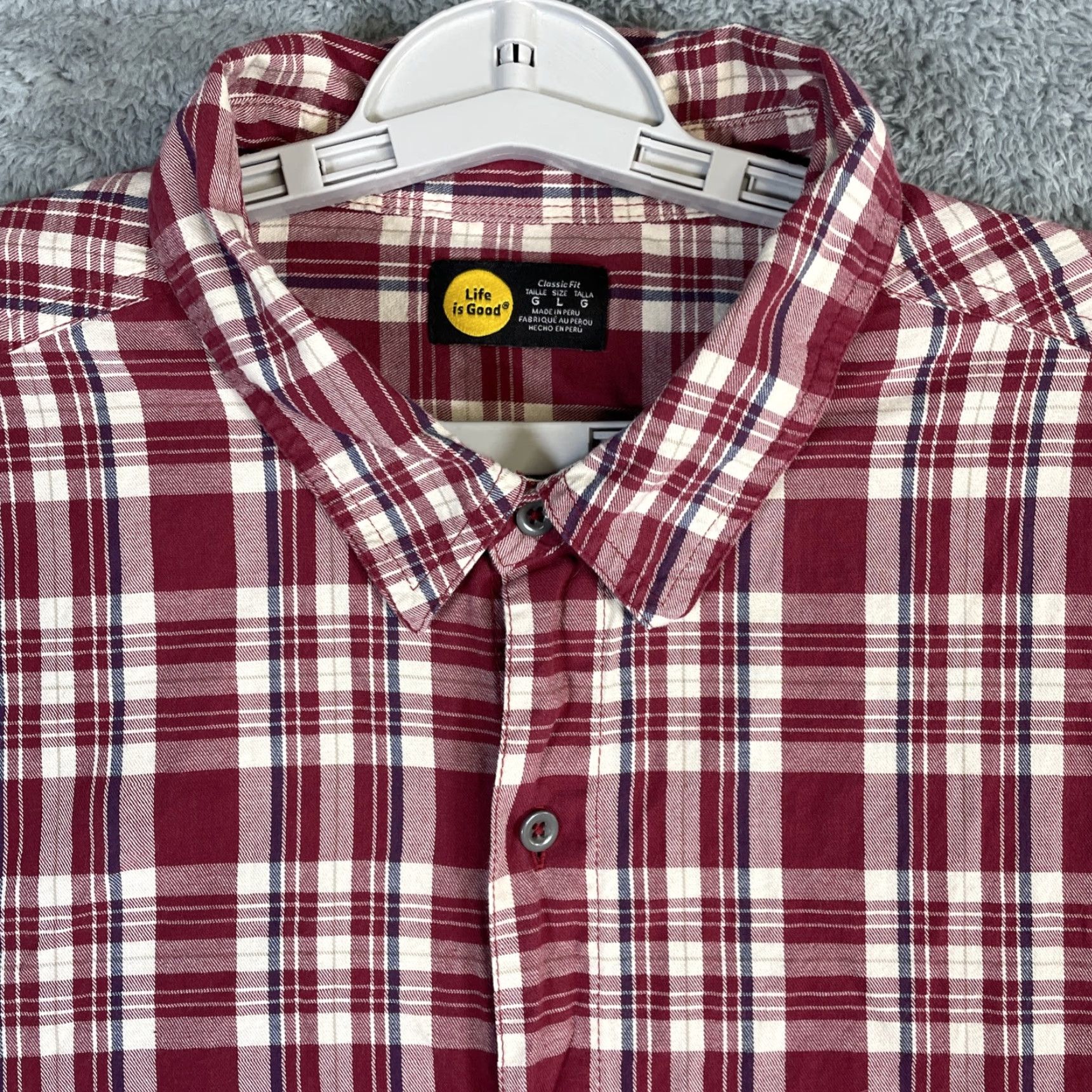 Life is Good Life is Good Shirt Mens Large Red Plaid Long Sleeve Button-Up Casual Prep Size US L / EU 52-54 / 3 - 2 Thumbnail