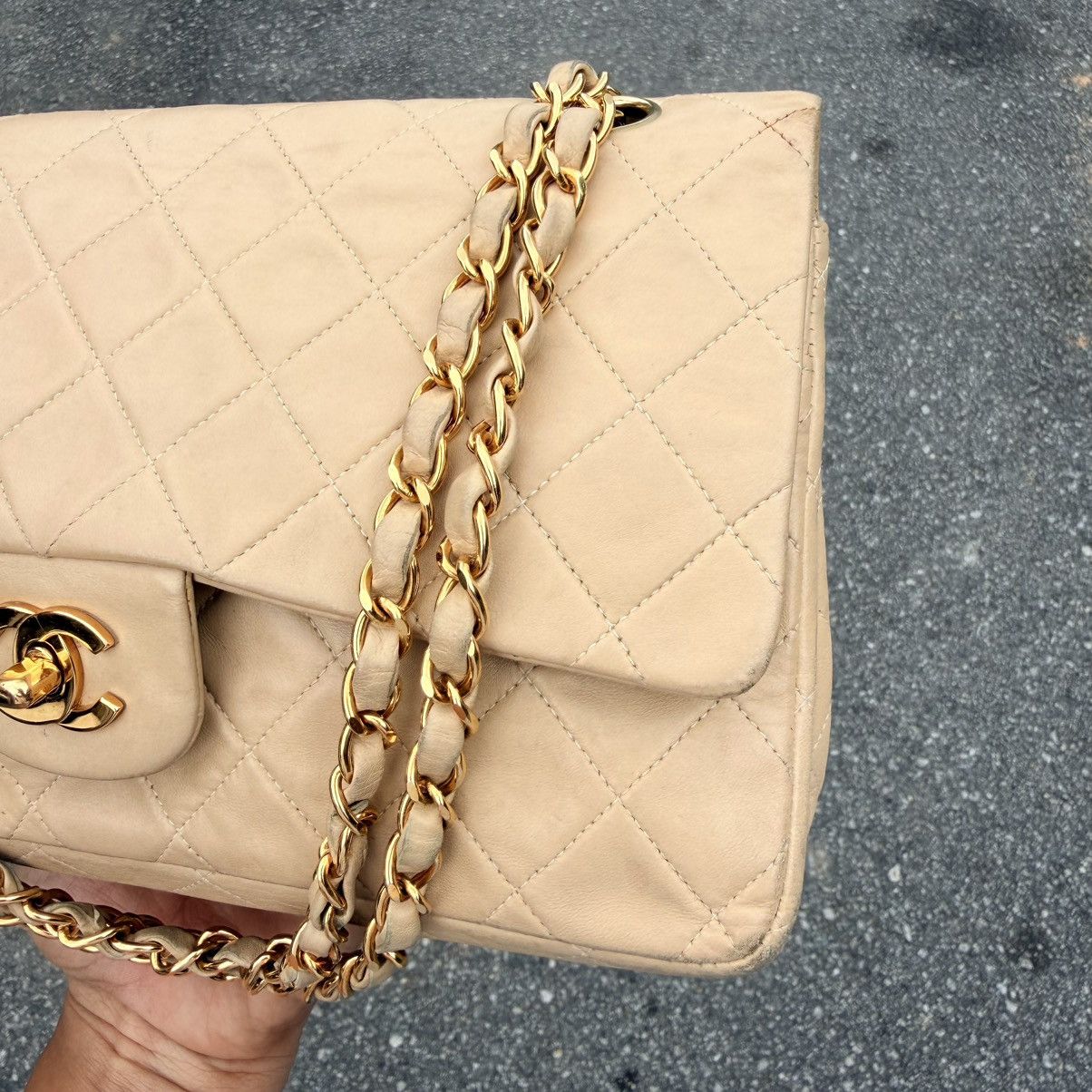 Chanel Chanel Medium Flap Beige Timeless Classic Vintage Shoulder Size ONE SIZE - 4 Thumbnail