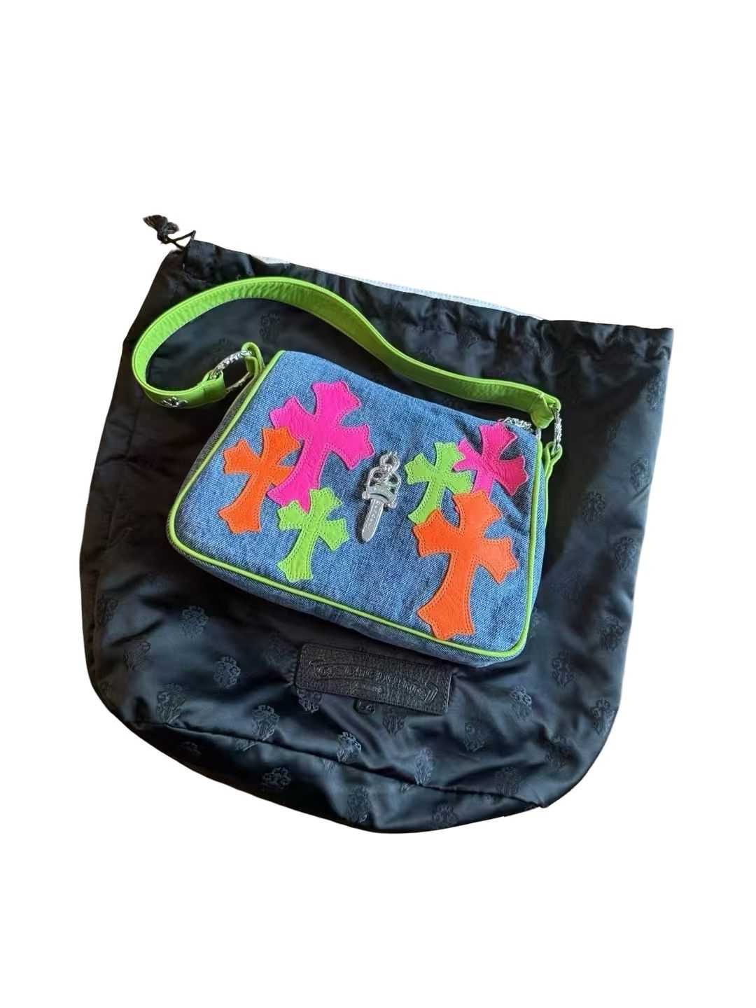 Chrome Hearts Leather cross patch denim nugget bag Size ONE SIZE - 1 Thumbnail