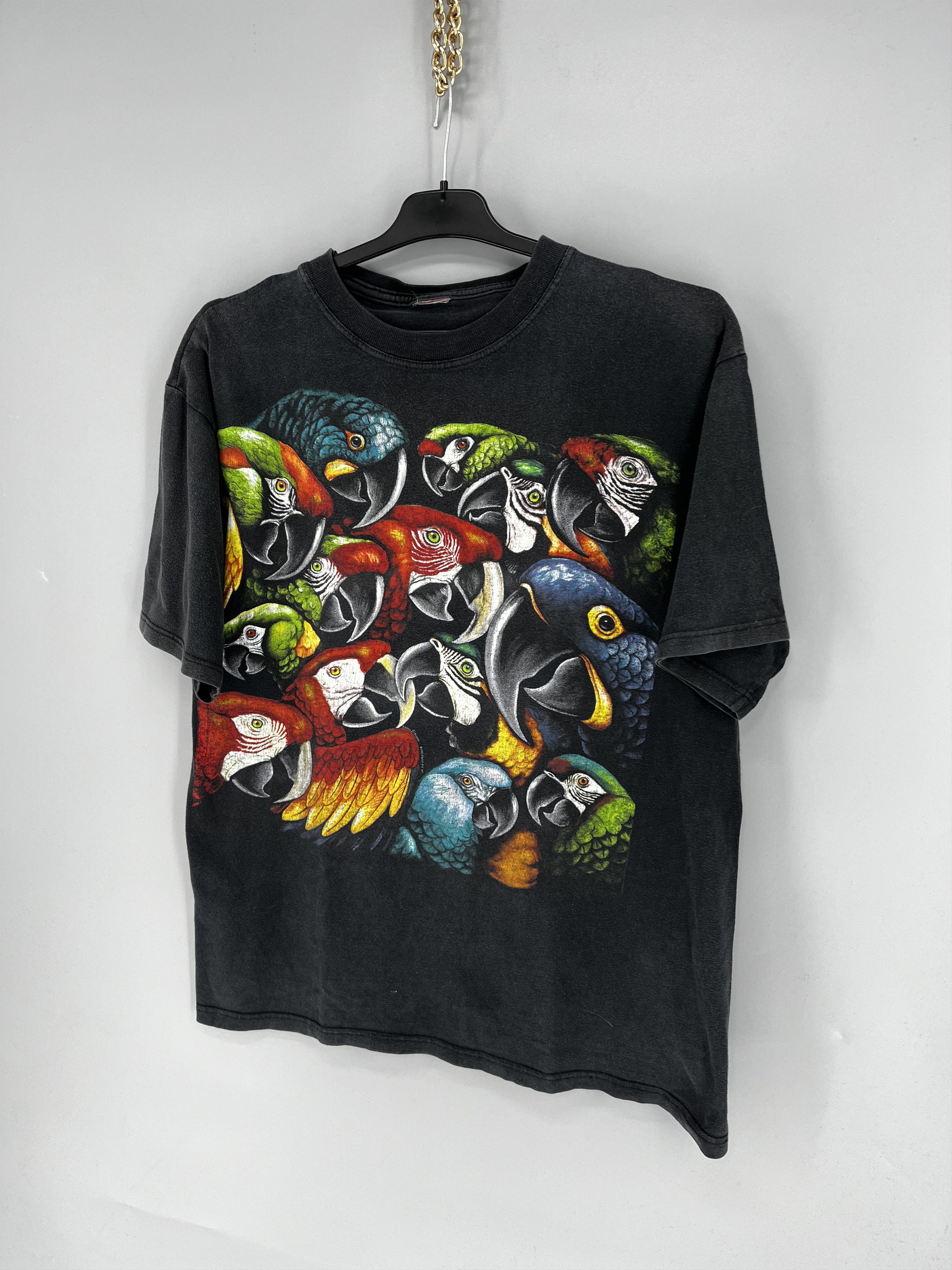 Vintage Harlequin Parrots Bird 1994 Black All-Over vintage Rare Size US M / EU 48-50 / 2 - 3 Thumbnail