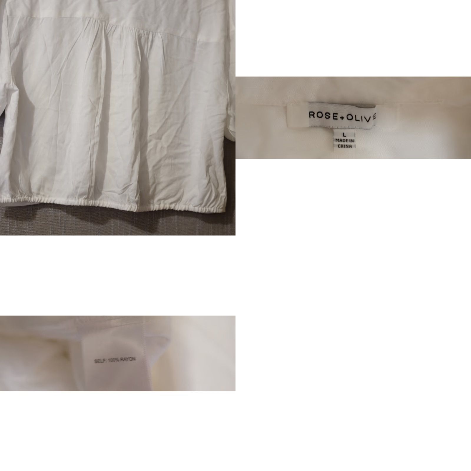Vintage Rose & Olive White Button Blouse Collared Twist Front Women's L #H90-37 Size L / US 10 / IT 46 - 8 Thumbnail