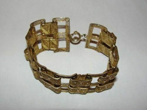 Designer 14 kt Gold Vermeil Sterling Silver Filigree Chain Bracelet Size ONE SIZE - 4 Thumbnail