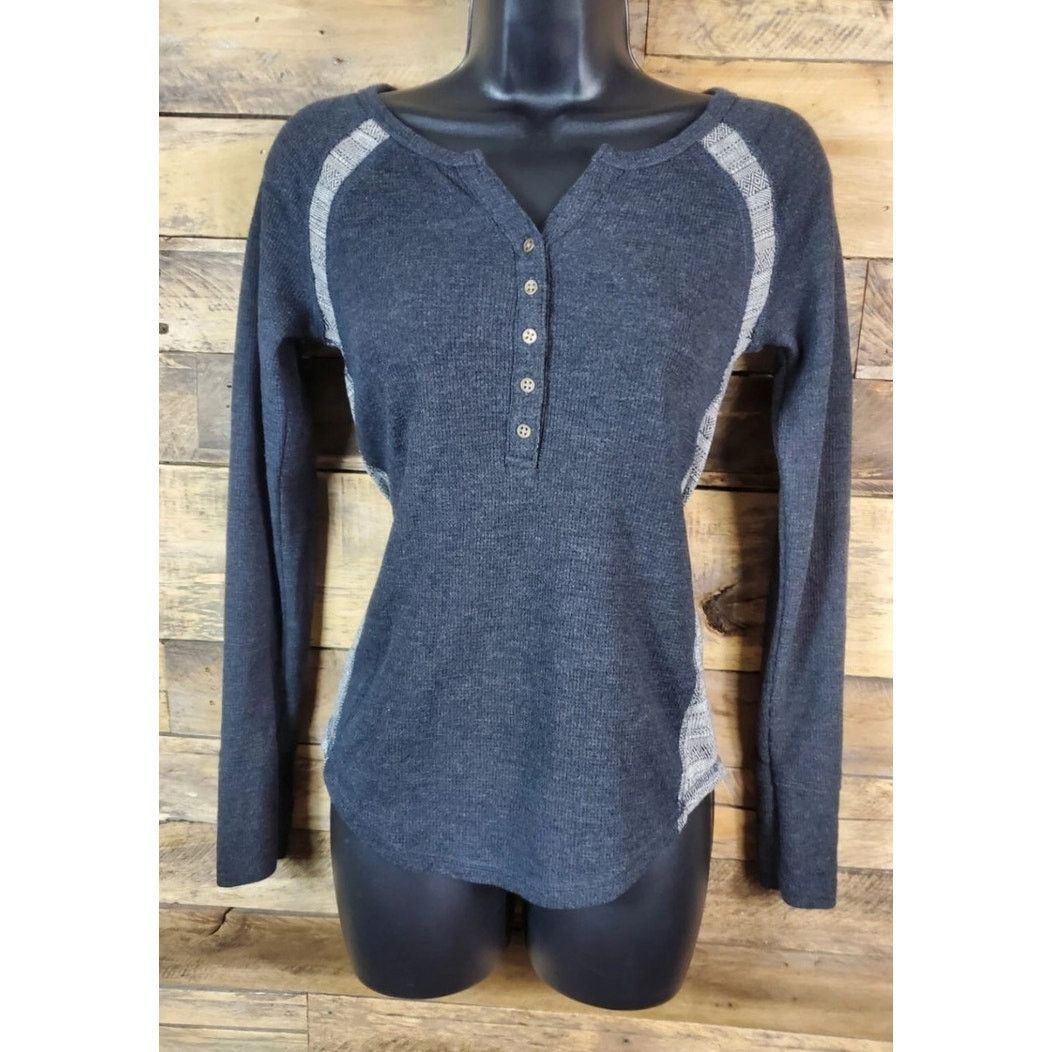 Lucky Brand Lucky Brand Thermal Henley - Navy Blue & Grey - XS Size XS / US 0-2 / IT 36-38 - 1 Thumbnail