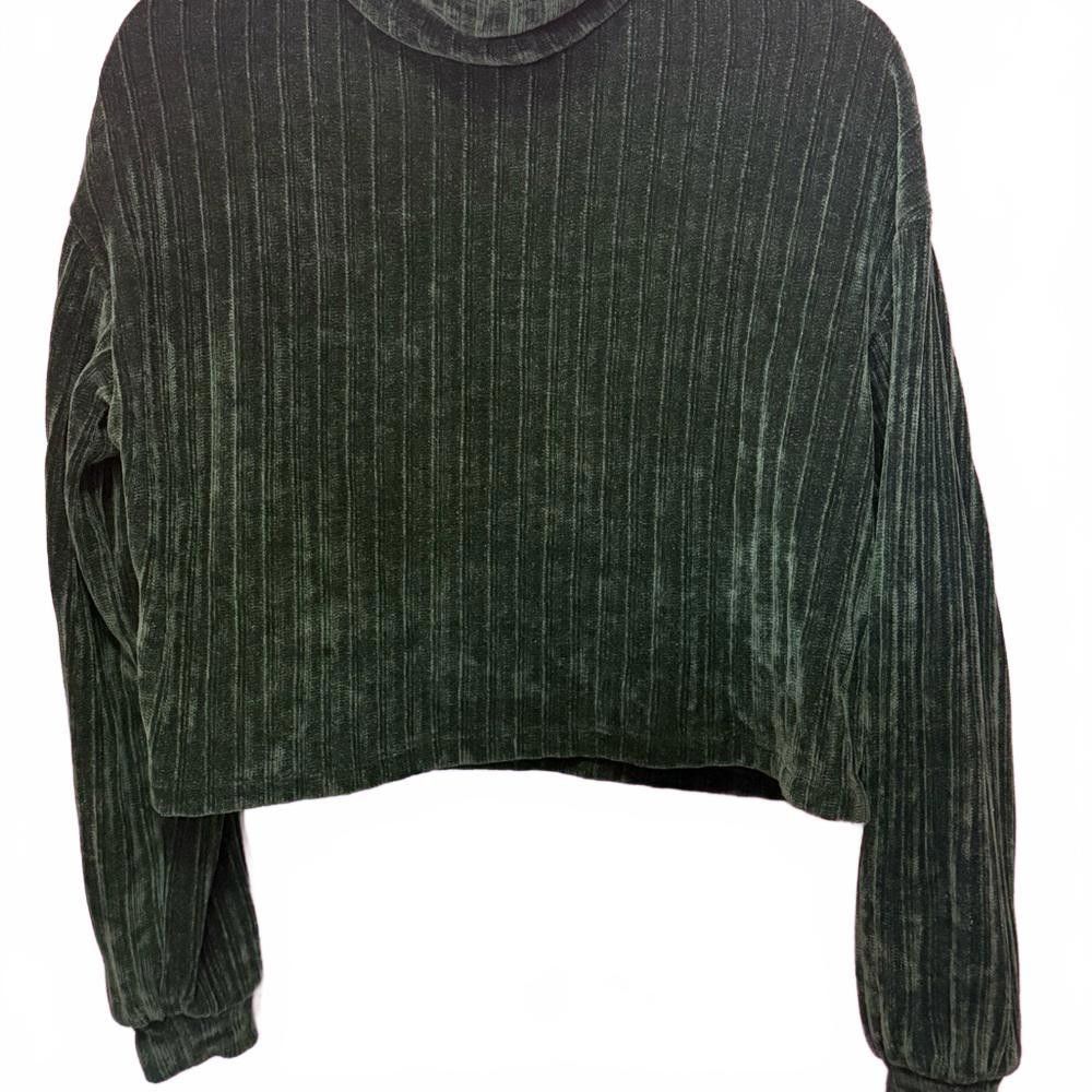 Designer Chic Dark Green Cropped Velvet Sweater Size S / US 4 / IT 40 - 1 Thumbnail
