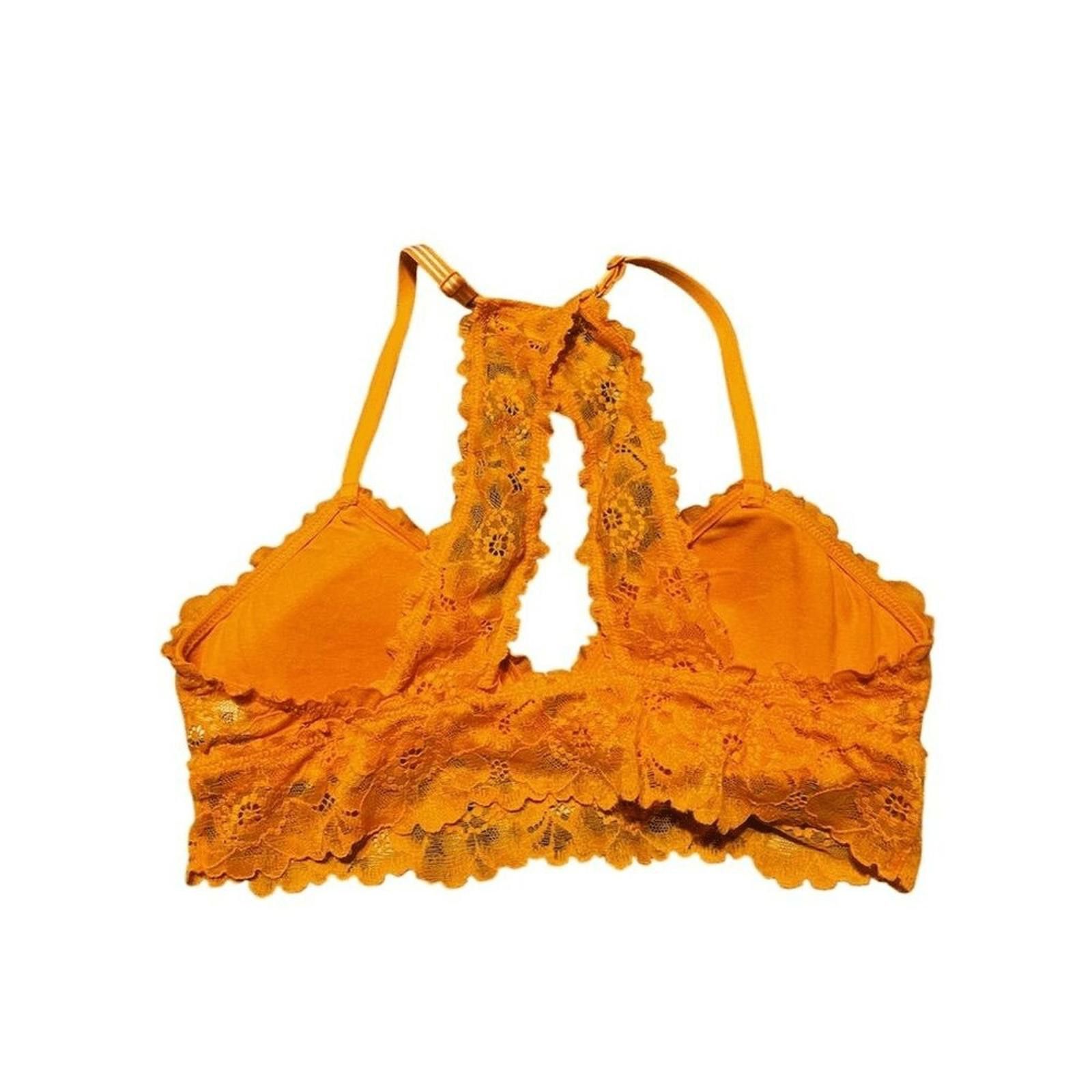 Other Aerie Orange Lace Longline Bralette Size M Wireless Floral Size ONE SIZE - 4 Thumbnail
