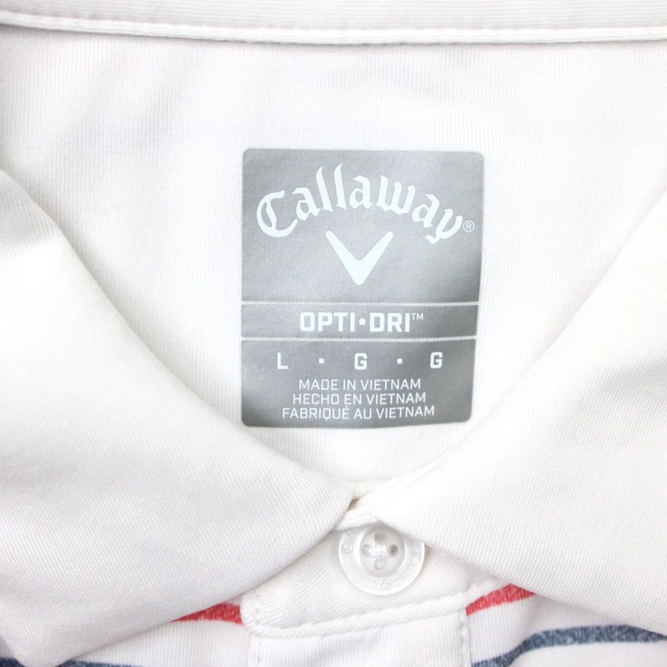 Callaway Callaway Polo Shirt Mens Large White Red Blue Striped Opti-Dri Golf Short Sleeve Size US L / EU 52-54 / 3 - 7 Thumbnail