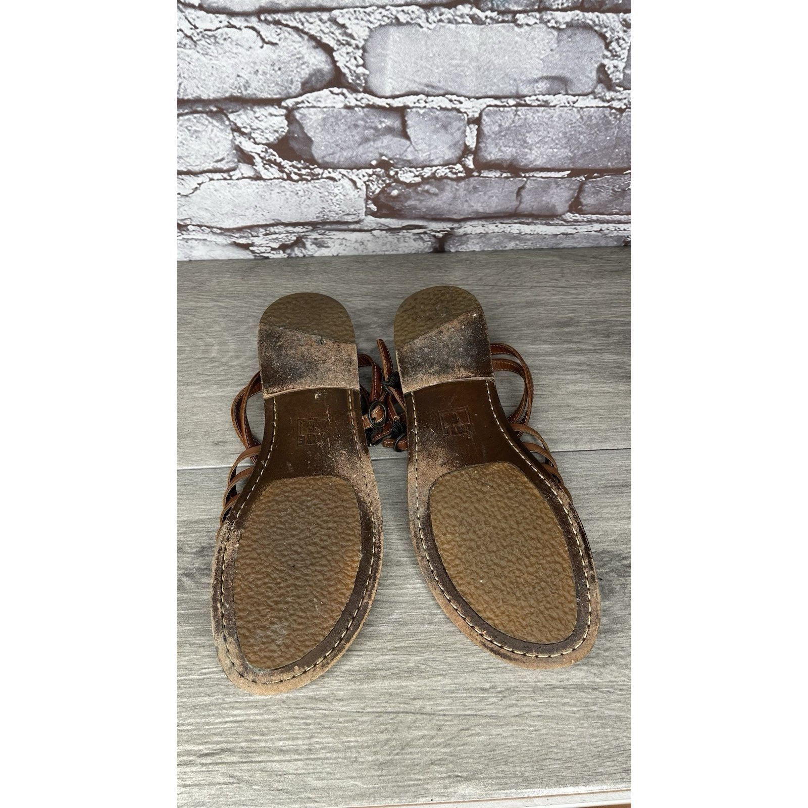 Frye Frye Kayla Brown Leather Huarache Woven Flats Sandals Women’ Size US 8.5 / IT 38.5 - 19 Thumbnail