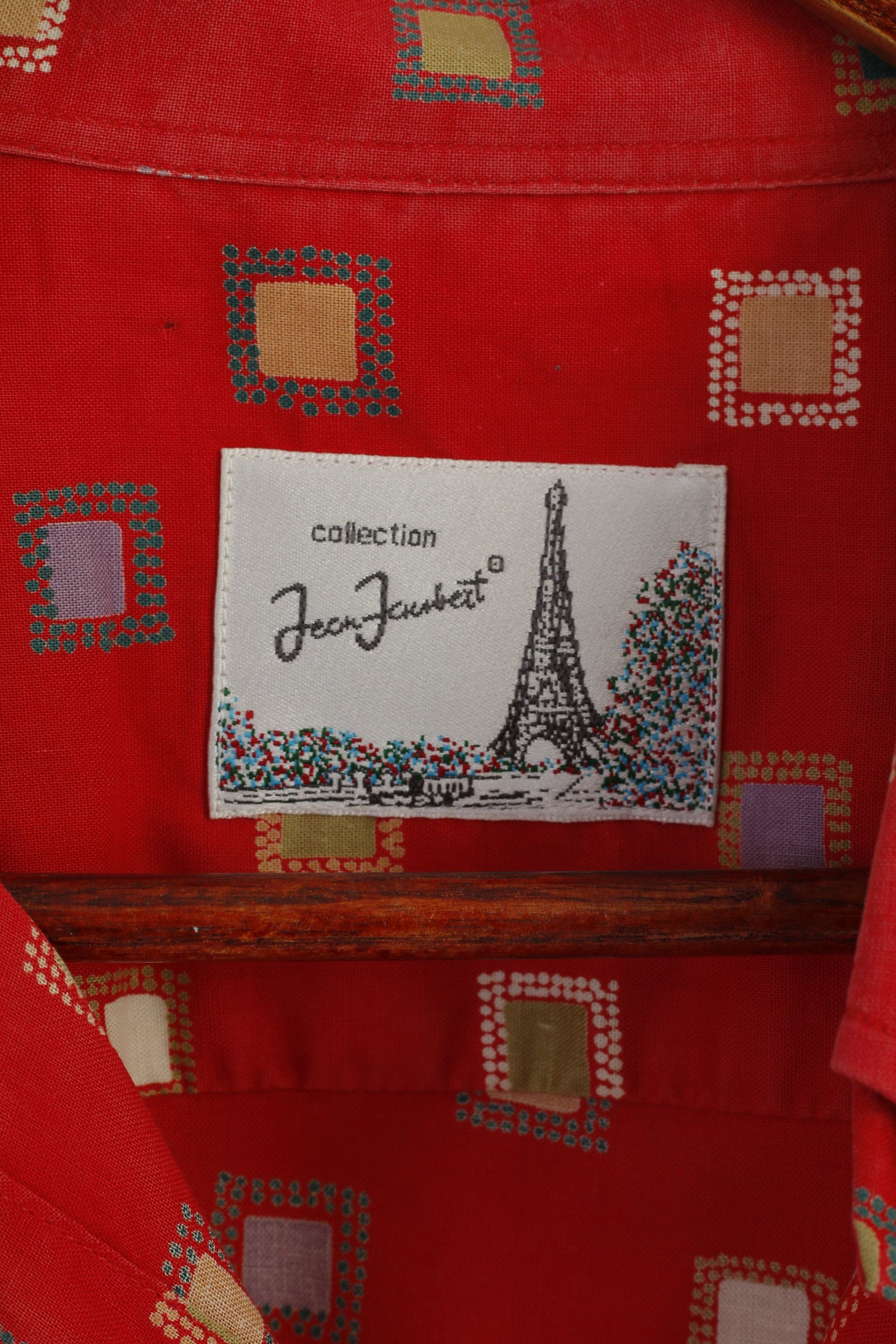 Vintage Jean Jaunbert Men XL (L) Casual Shirt Red Cotton 9571 Size US L / EU 52-54 / 3 - 4 Thumbnail