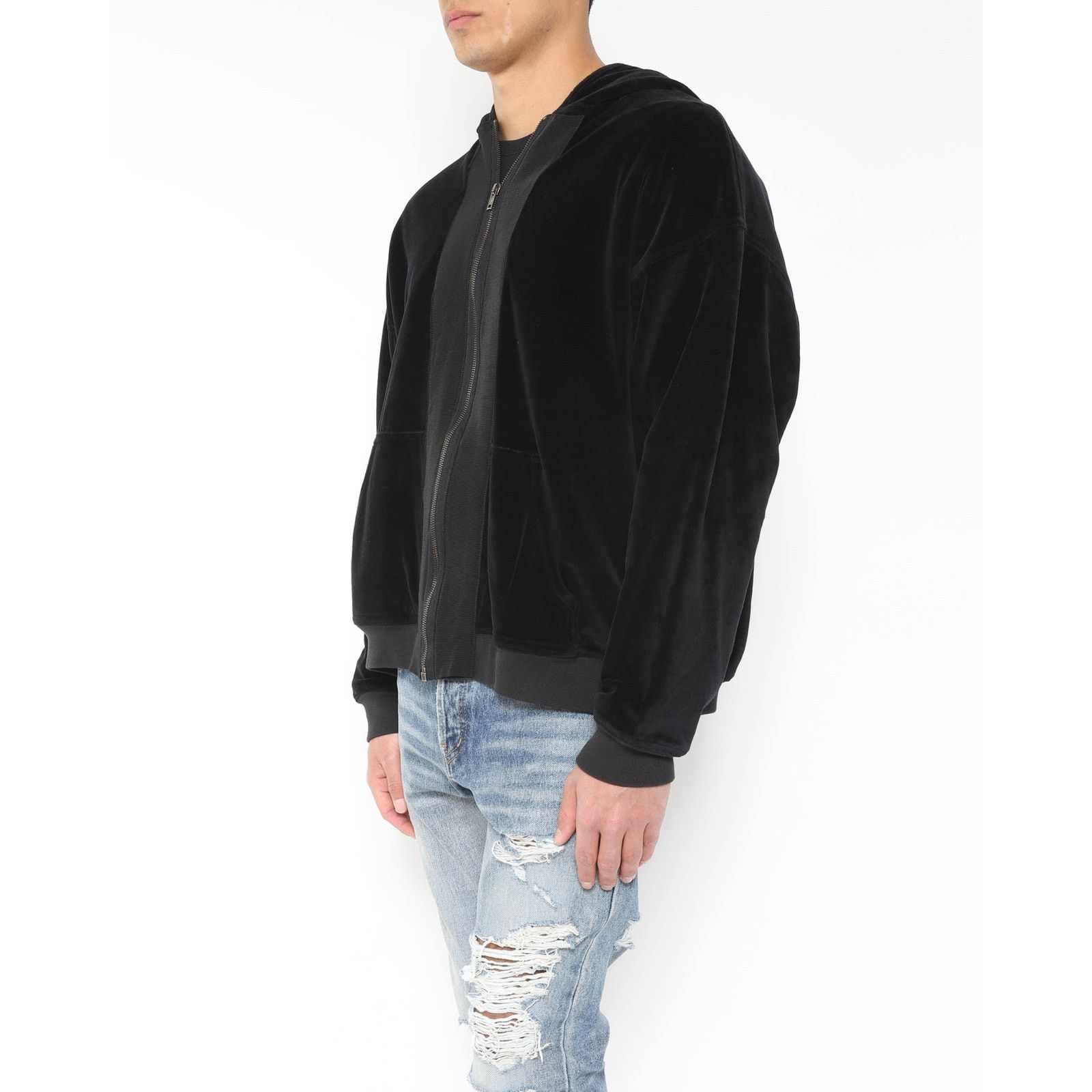 Haider Ackermann FW15 Oversized Double Layer Hoodie in Black Velvet Size US XS / EU 42 / 0 - 5 Thumbnail