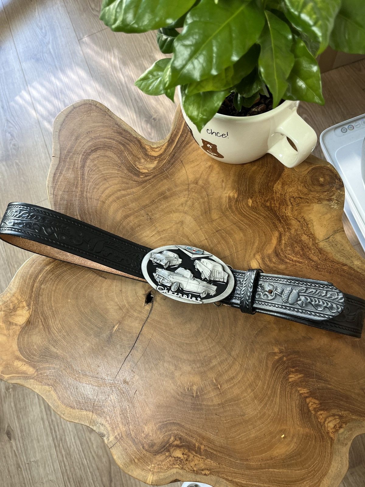 Vintage Vintage 1988 Chevrolet bel air Belt Buckle rare car leather Size 34 - 1 Thumbnail