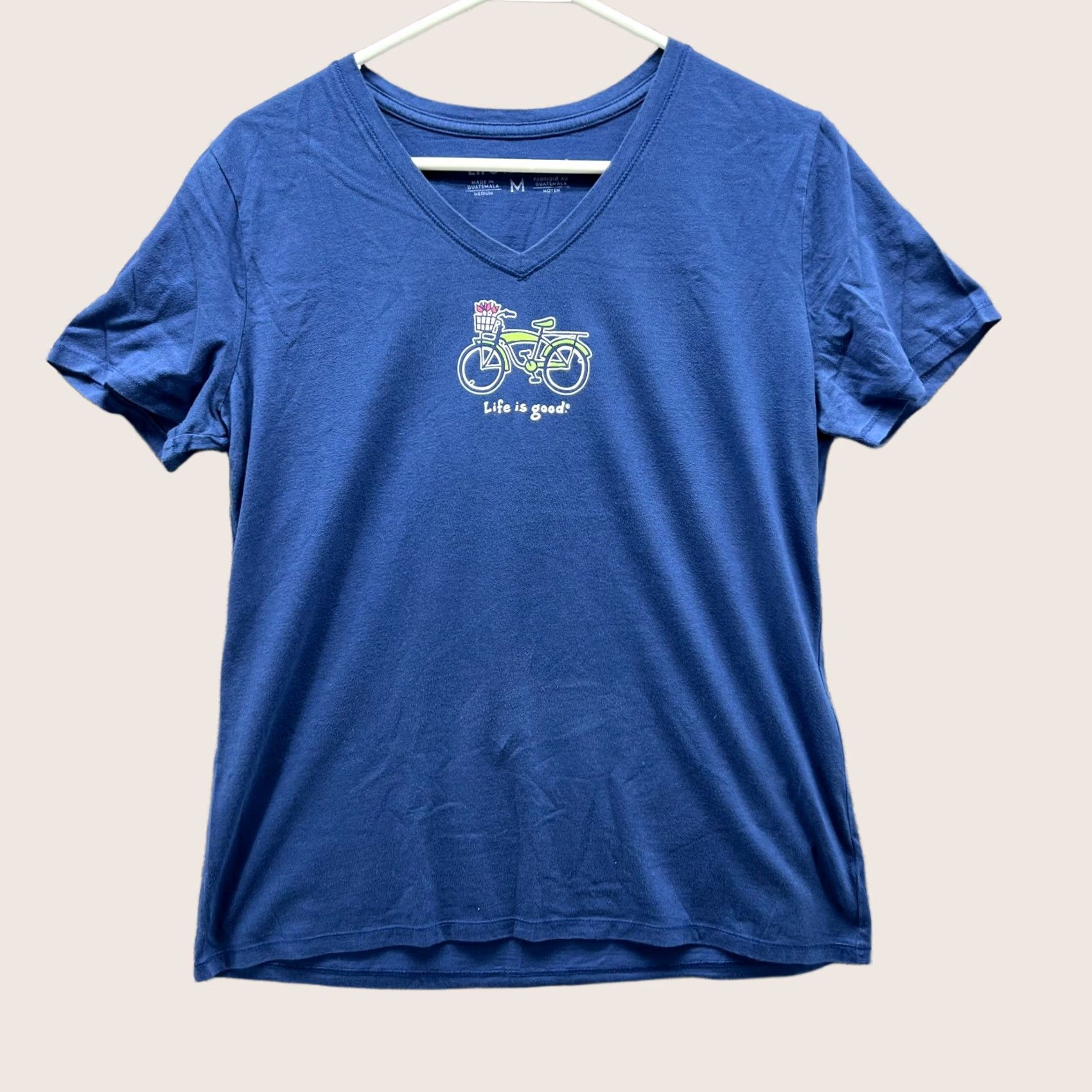 Life is Good Life is Good Shirt Womens Medium Blue V Neck Crusher Tee Butterfly Print Shirt Size M / US 6-8 / IT 42-44 - 1 Thumbnail