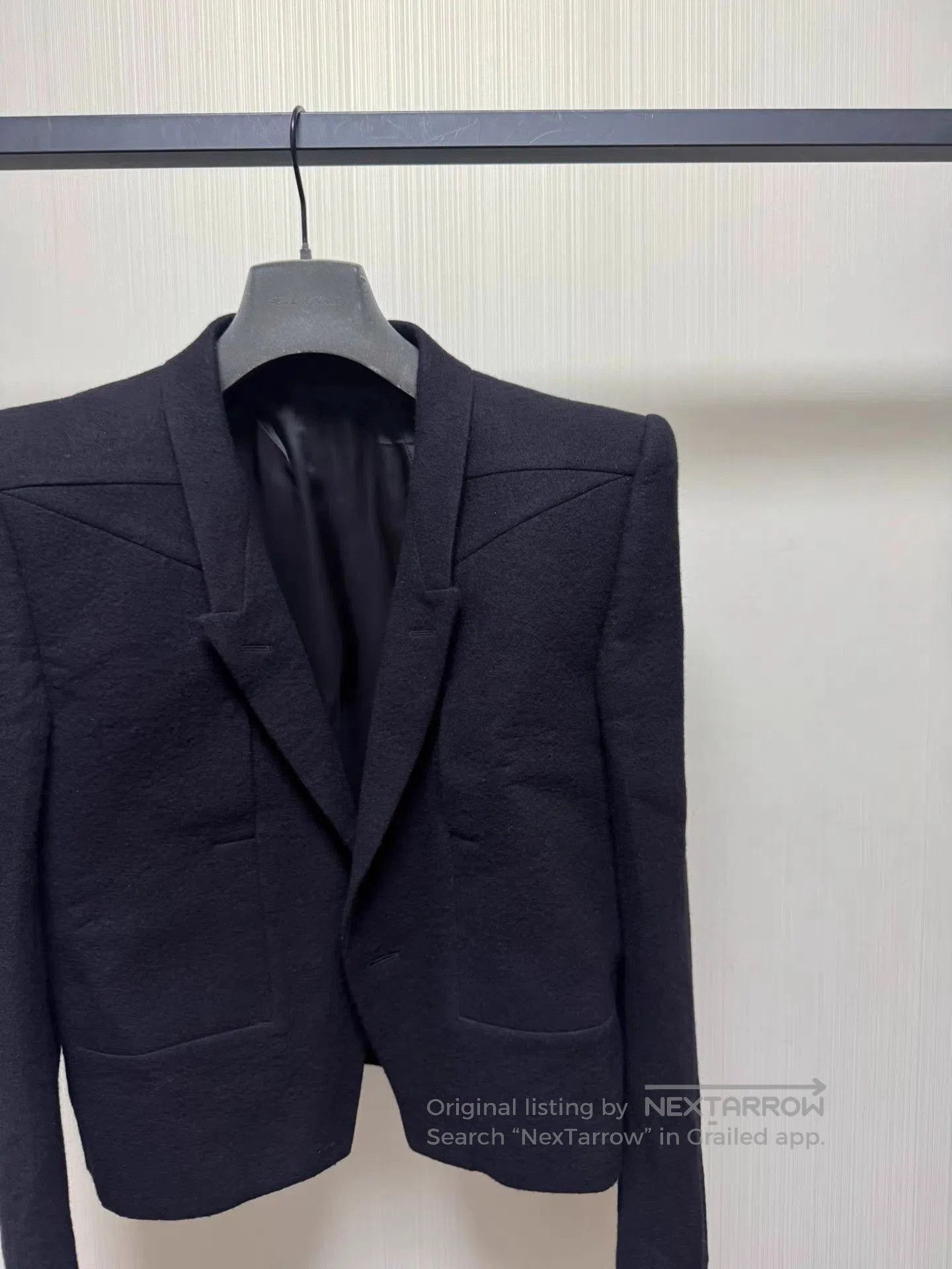Rick Owens Black Short Fitted Blazer with Lapel Collar. Size US M / EU 48-50 / 2 - 3 Thumbnail