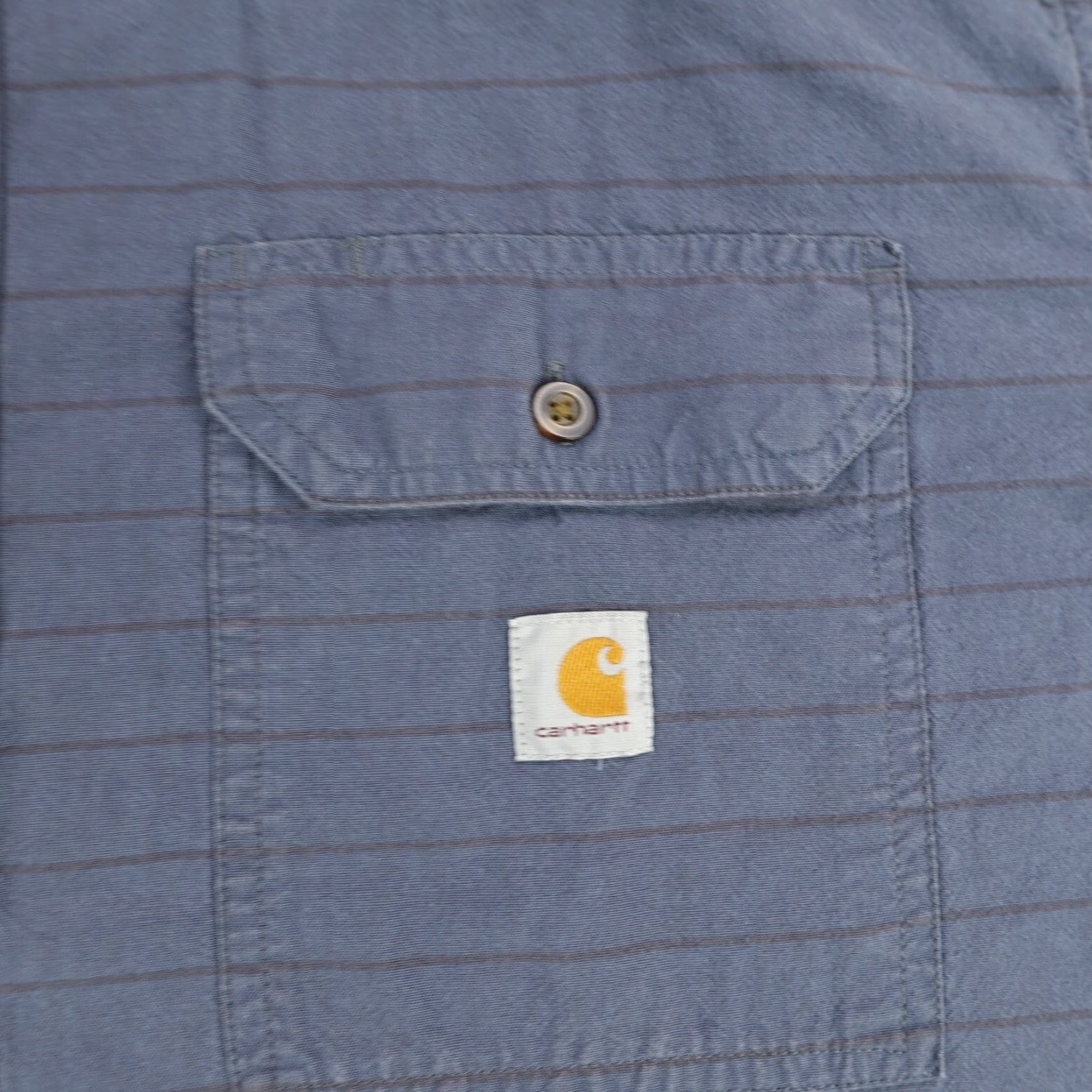Carhartt VINTAGE Carhartt Shirt Mens 2XL Blue Striped Twill Button-Up Workwear Regular Fit Mens Size US XXL / EU 58 / 5 - 3 Thumbnail