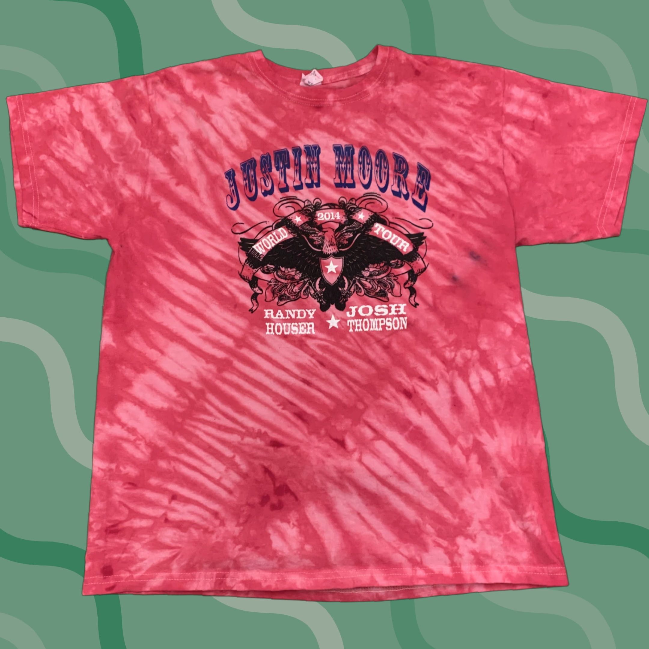 Anvil VINTAGE Justin Moore Tie Dye T-Shirt Large Pink Country Music Tour Mens Size US L / EU 52-54 / 3 - 1 Thumbnail
