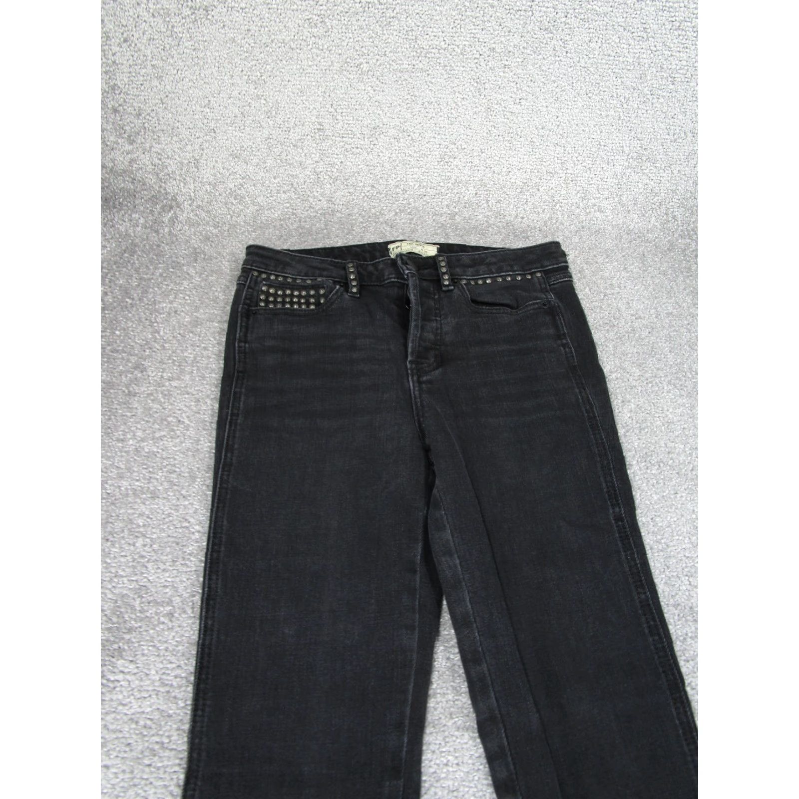 Free People Free People Jeans Womens 26 Black Denim Skinny Ripped Studded Size 26" / US 2 / IT 38 - 2 Thumbnail