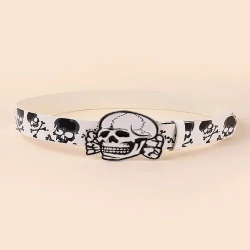 Designer Skull Button Retro Belt Size ONE SIZE - 3 Thumbnail