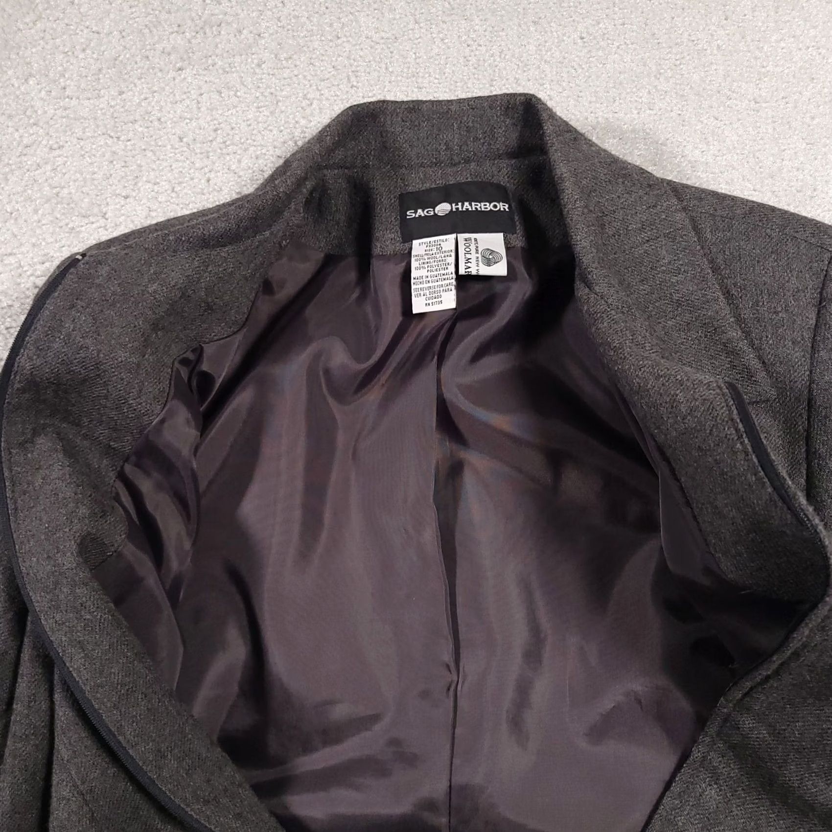 Vintage VINTAGE Sag Harbor 100% Wool Blazer Jacket Women's 10 Gray Full Zip Front Lined Blazer Jacket Women's 10 Gray Full Zip Front Lined Size L / US 10 / IT 46 - 7 Thumbnail