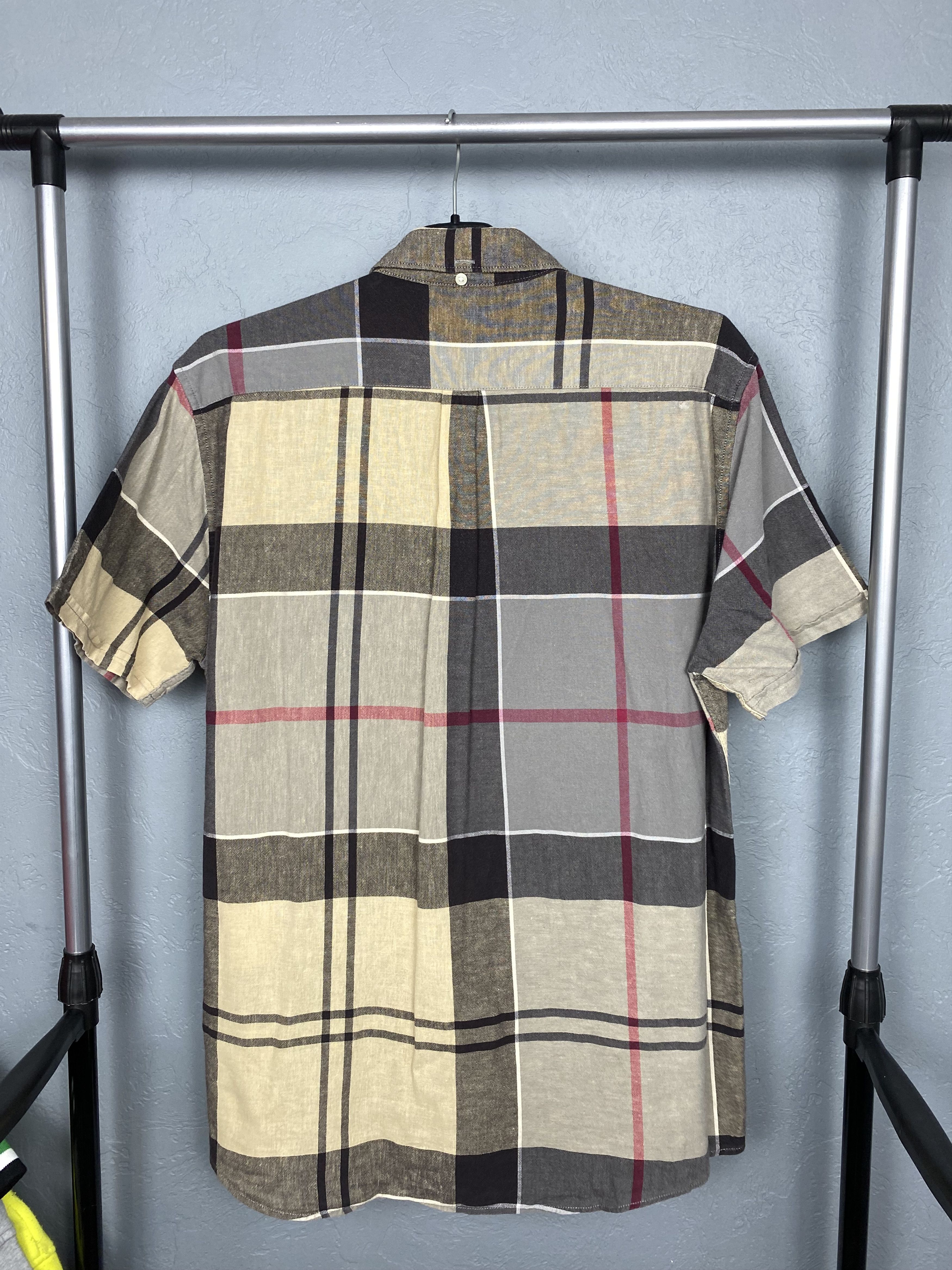 Barbour × Vintage Barbour Tartan Vintage Mens Linen Short Sleeve Shirt Y2K Size US L / EU 52-54 / 3 - 5 Thumbnail