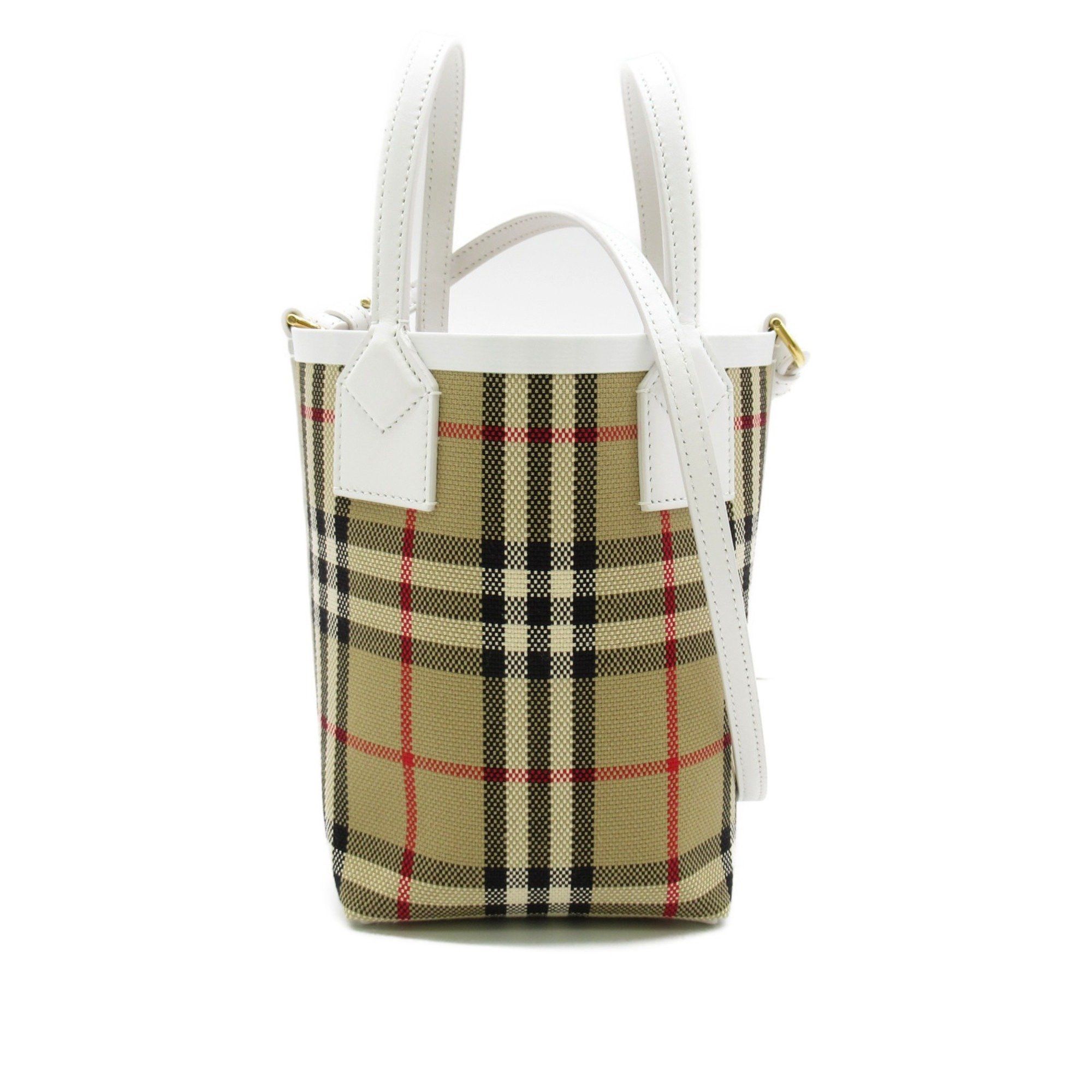 image of Burberry 2Wayshoulder Bag Beige White Cotton 8072348, Women's