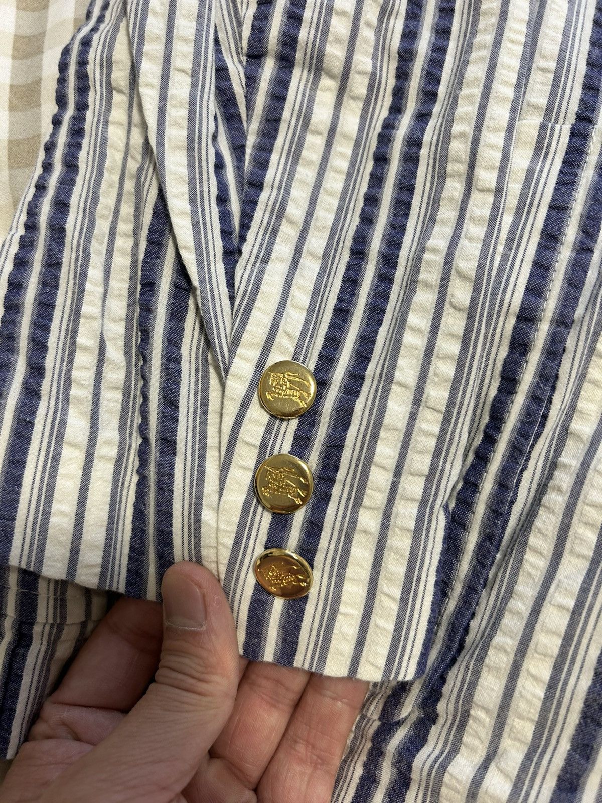 Burberry Vintage Burberry Linen Striped Blazer Size US S / EU 44-46 / 1 - 3 Thumbnail