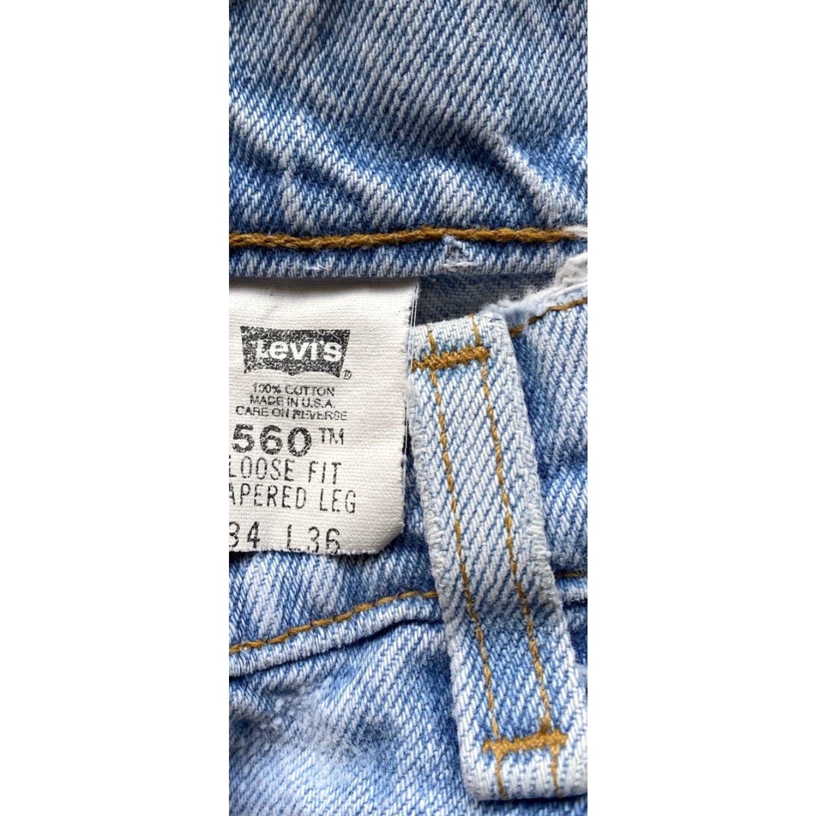 Levi's VINTAGE Levi's 560 Jeans Men 34x36 USA Blue 1994 Flaws Wear Pants - 34x36 Inseam 36 Mens Size US 34 / EU 50 - 3 Thumbnail