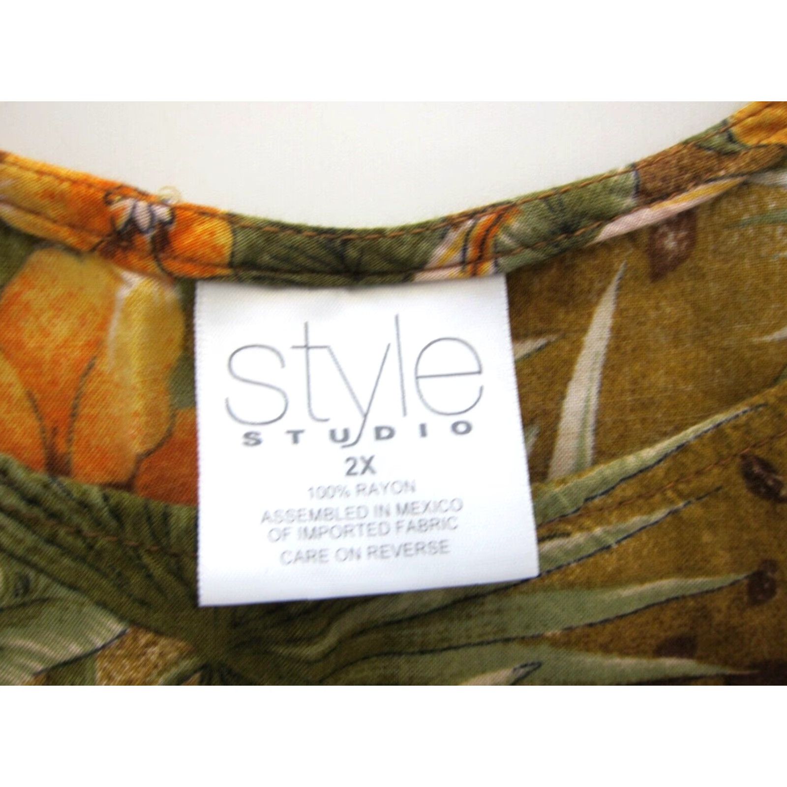 Vintage VINTAGE Style Studio 100% Rayon Floral Sleeveless Long Tank Maxi Dress 2X Orange Green Dress Size XXL / US 16-18 / IT 52-54 - 6 Thumbnail
