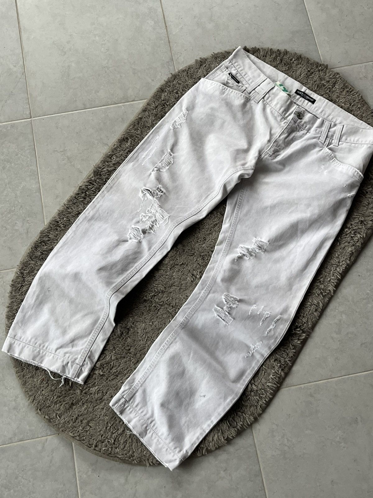 Dolce & Gabbana Vintage Pants Dolce&Gabbana White Avant Gard Luxury Size US 35 - 3 Thumbnail