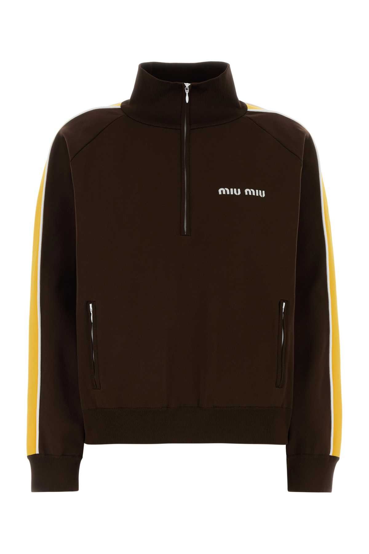 Miu Miu Chocolate Tech Fabric Sweatshirt Size S / US 4 / IT 40 - 1 Thumbnail