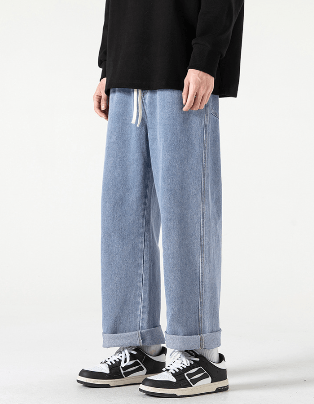 Japanese Brand Washed distressed straight jeans for men y2k Size US 32 / EU 48 - 2 Thumbnail