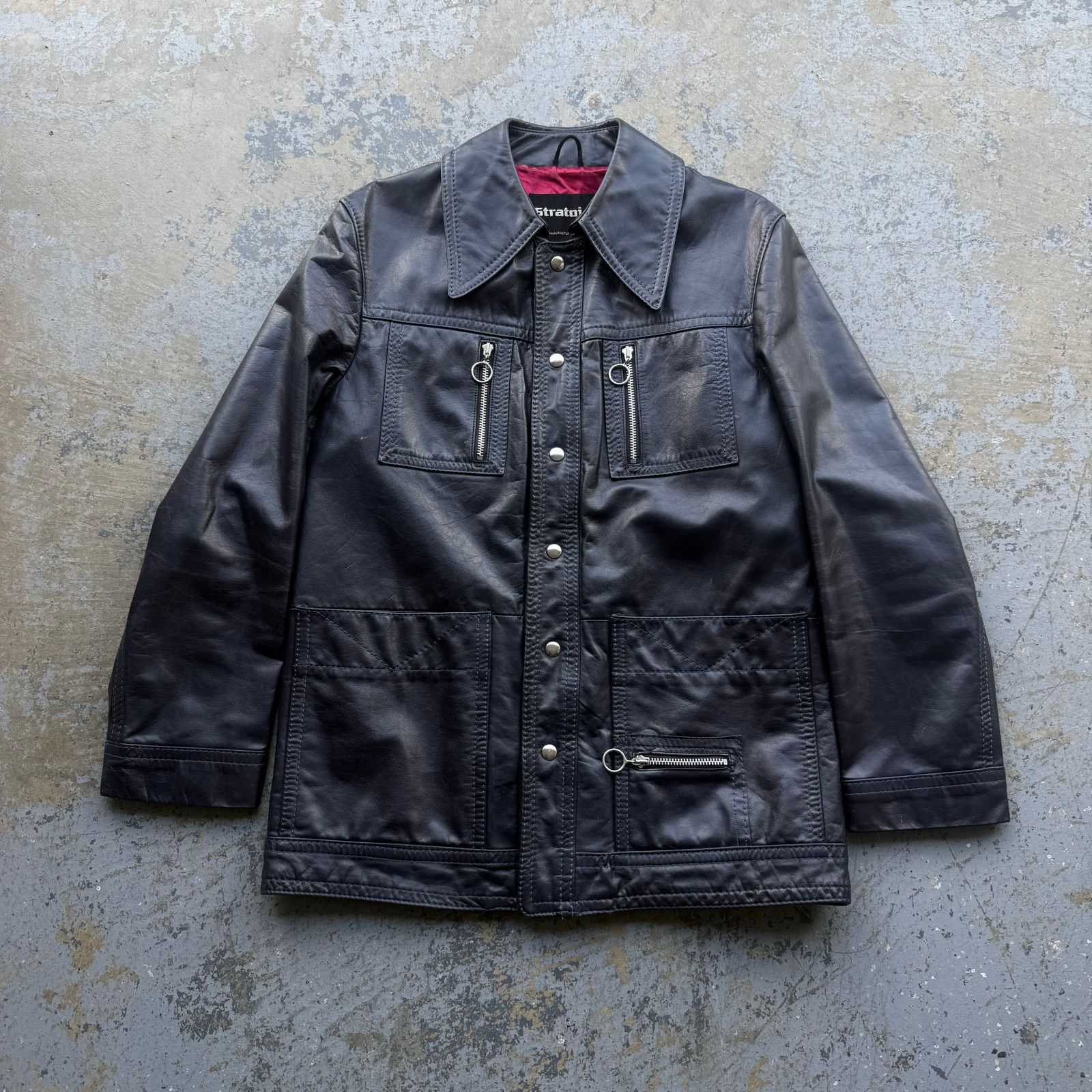 Vintage Vintage 70’s Stratojac Navy Blue Leather Jacket Sz 42 Size US L / EU 52-54 / 3 - 1 Thumbnail