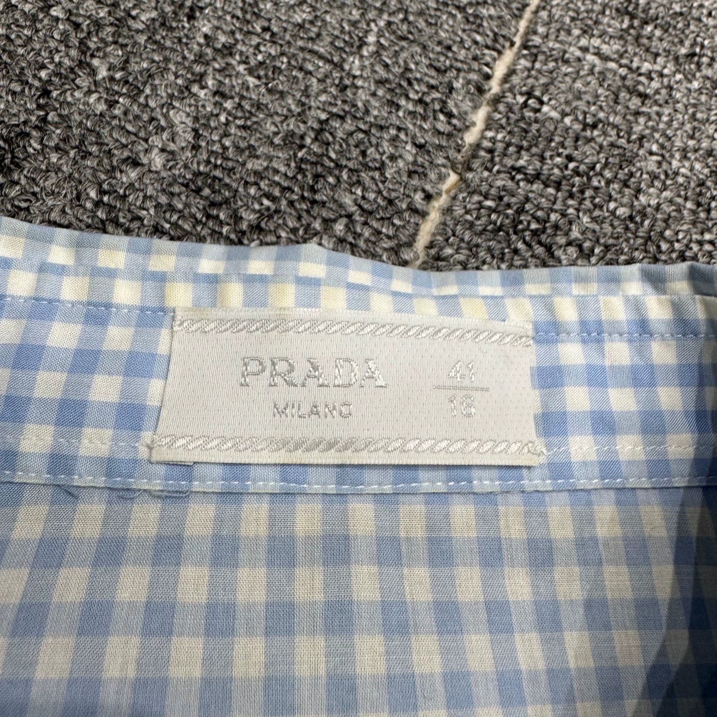 Prada Prada Blue and White Plaid Shirt 41 Size US L / EU 52-54 / 3 - 2 Thumbnail