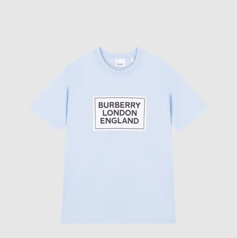 Burberry Burberry Blue Cotton Logo Short Sleeve Tee Size L / US 10 / IT 46 - 1 Thumbnail